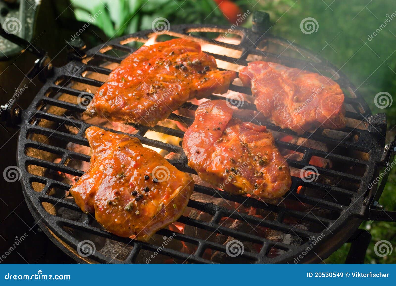Grilling marinated meat stock image. Image of barbeque 20530549