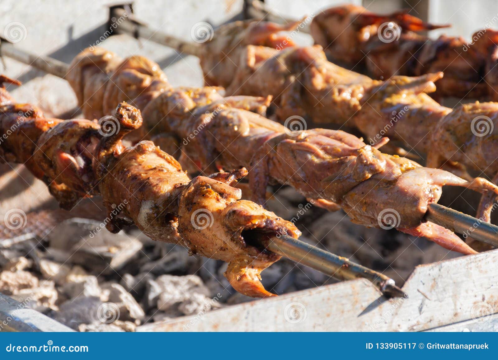 Grilling Quails Over Charcoal Stove Stock Image Image of quail, cuisine 133905117