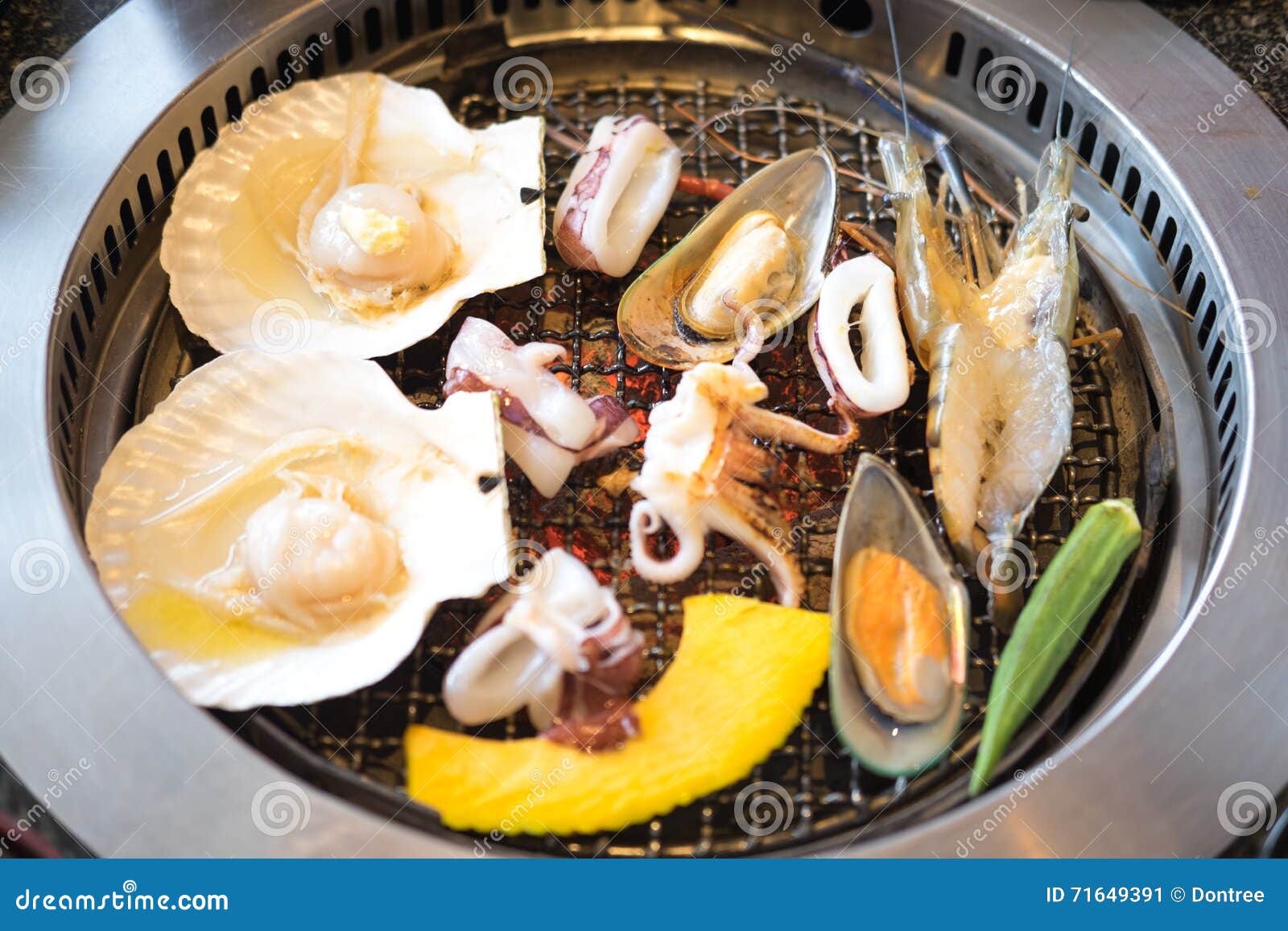 Grilling seafood stock image. Image of rings, menu, mantis 71649391