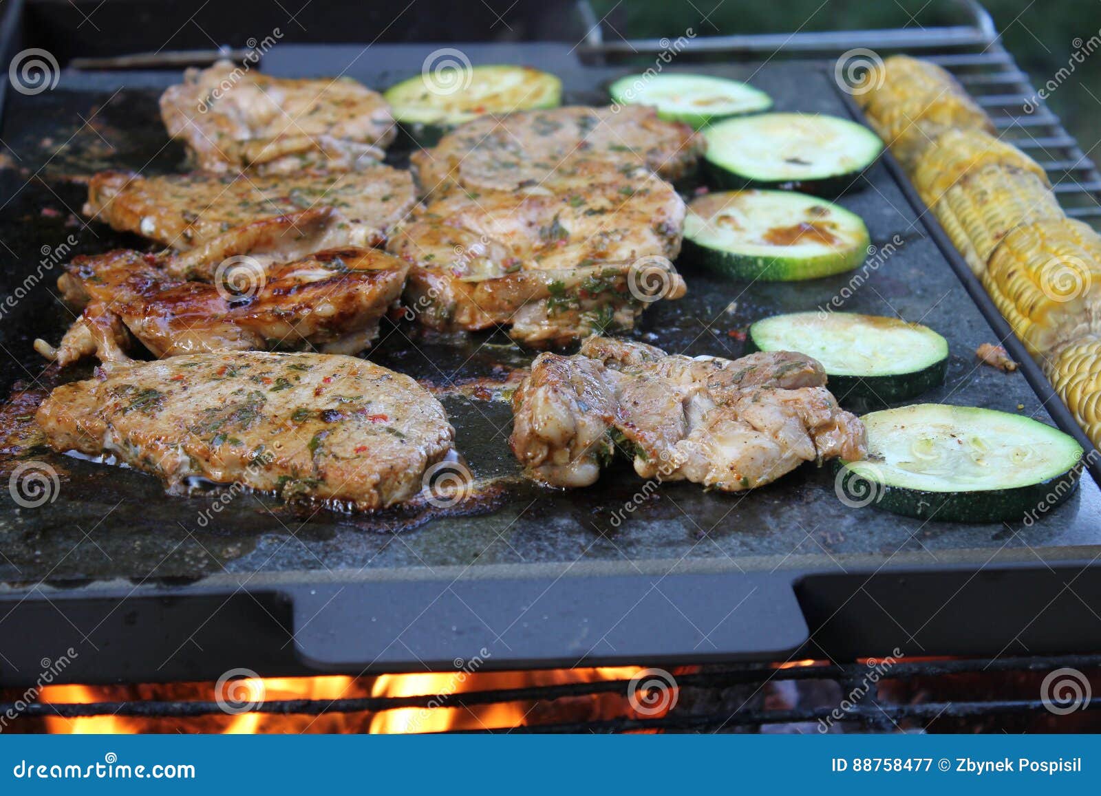 Grilling on stone slab stock image. Image of season, party 88758477