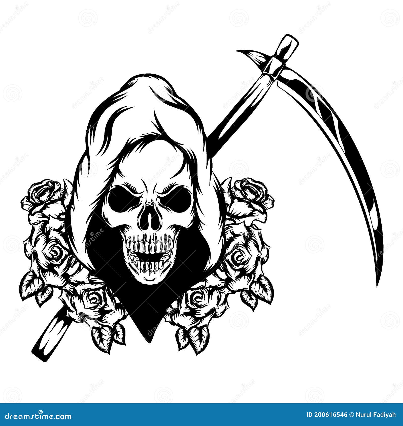 The Tattoo Animation Of The Grim With The Big Laugh With Scythe And Sand  Glasses Royalty Free SVG Cliparts Vectors And Stock Illustration Image  158282218
