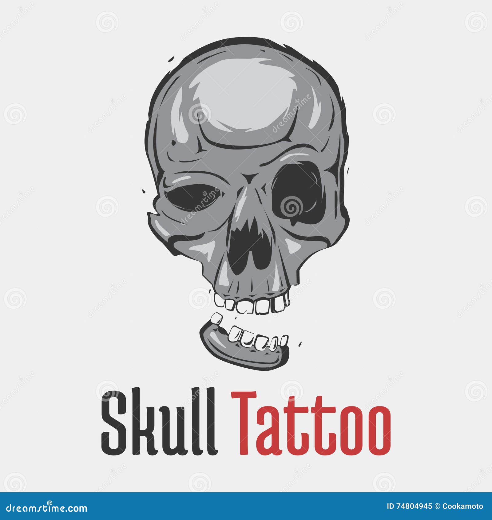 Grim Skull Tattoo with Separated Smiling Jaw. Spooky and Dangerous,  Dreadful and Terrifying Head of Skeleton for Emblem Stock Vector -  Illustration of grim, robber: 74804945