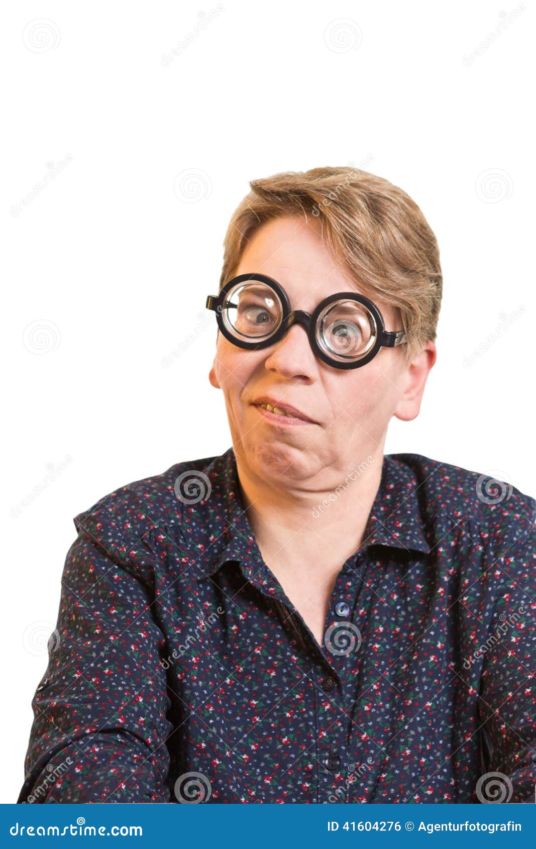 Grimacing Woman Thick Glasses Stock Photo - Image: 41604276 People With Thick Glasses