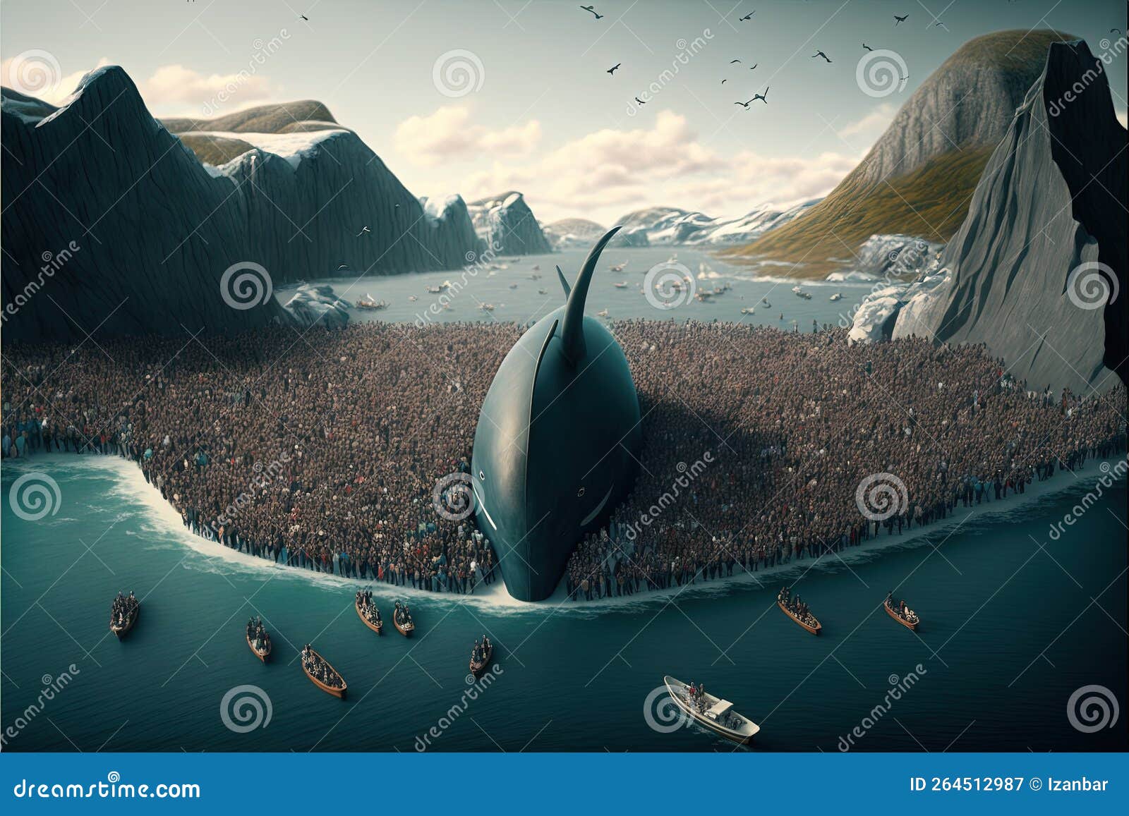 grindadrap faer oer island whaling dolphin and whale hunting  generative ai
