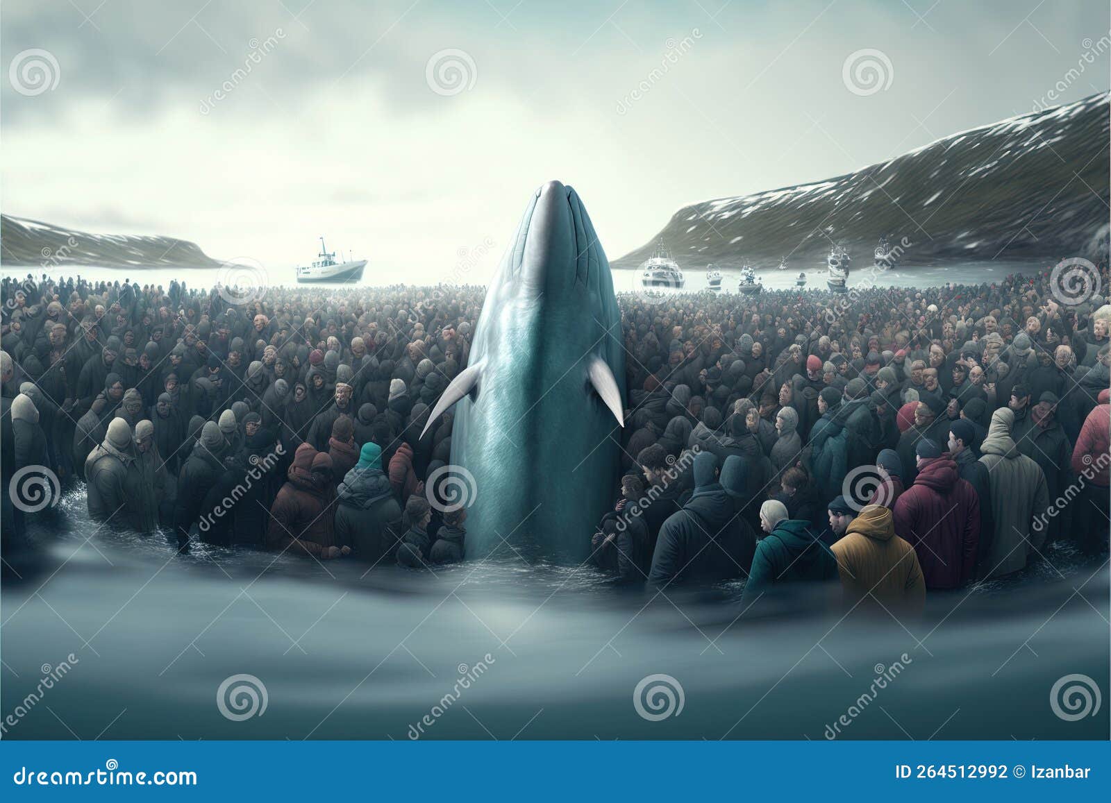grindadrap faer oer island whaling dolphin and whale hunting  generative ai