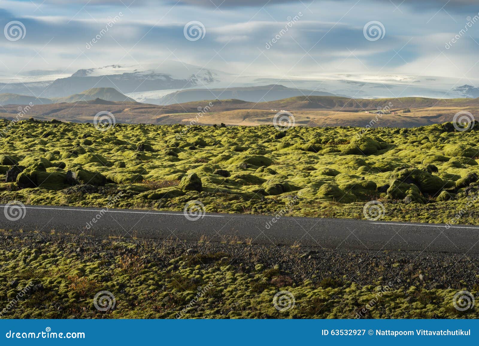 Grindavik在绿色青苔盖用柏油路前景和雪山背景的冰岛的熔岩荒野库存图片 图片包括有grindavik在绿色青苔盖用柏油路前景和雪山背景 的冰岛的熔岩荒野