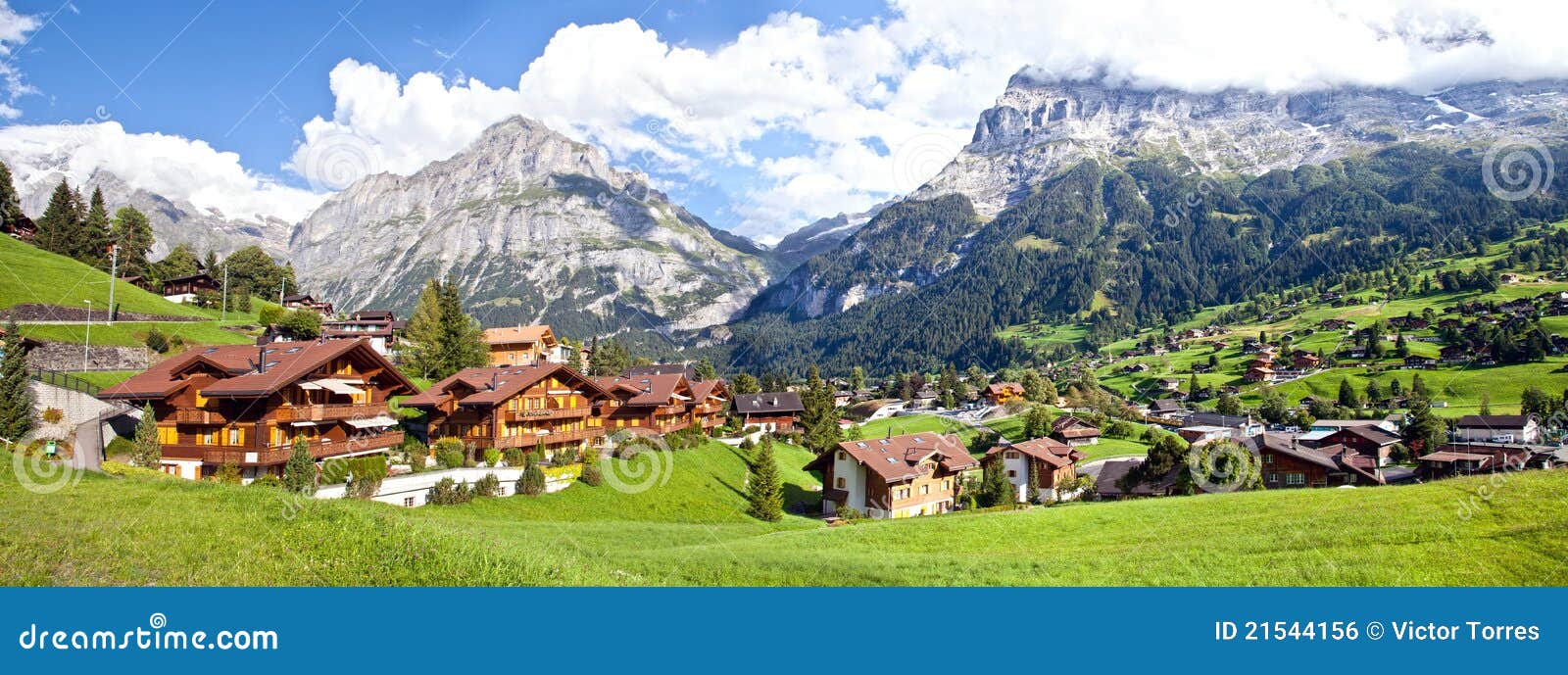 Grindelwald Village, Mountain And House In Switzerland Stock Image