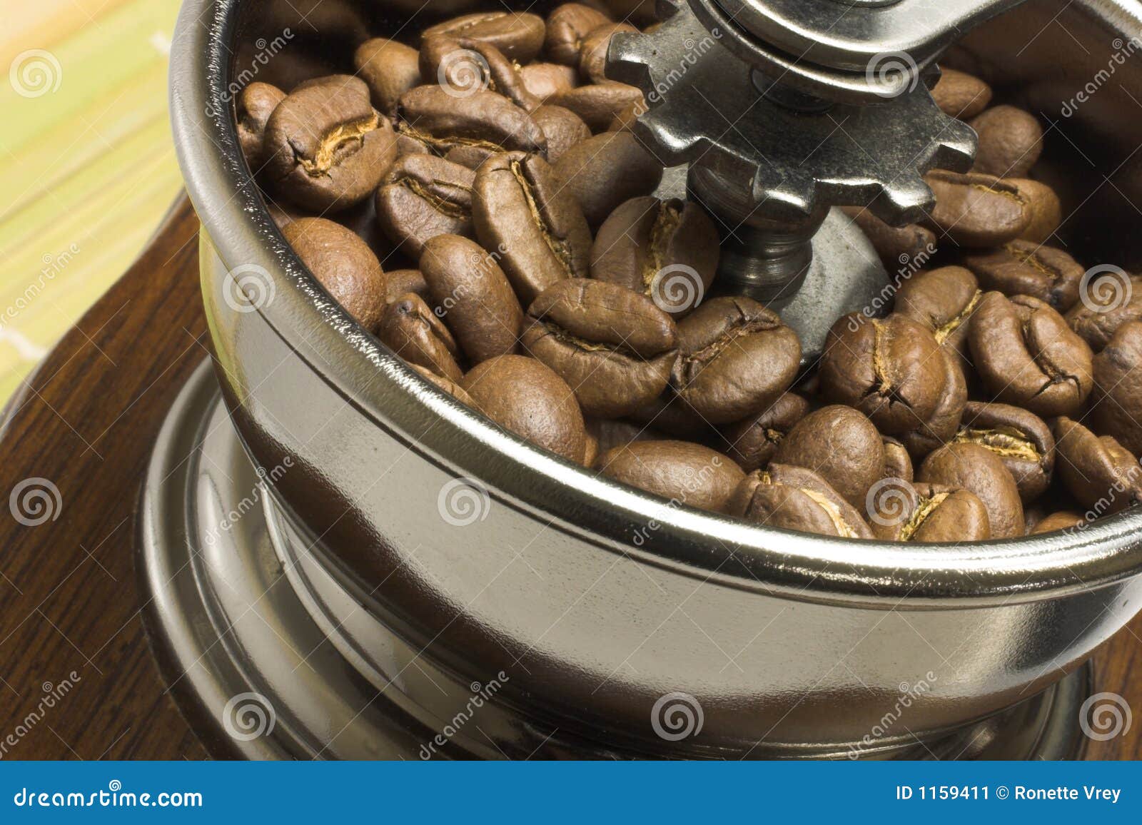Grinder with coffee beans stock image. Image of cappuccino 1159411