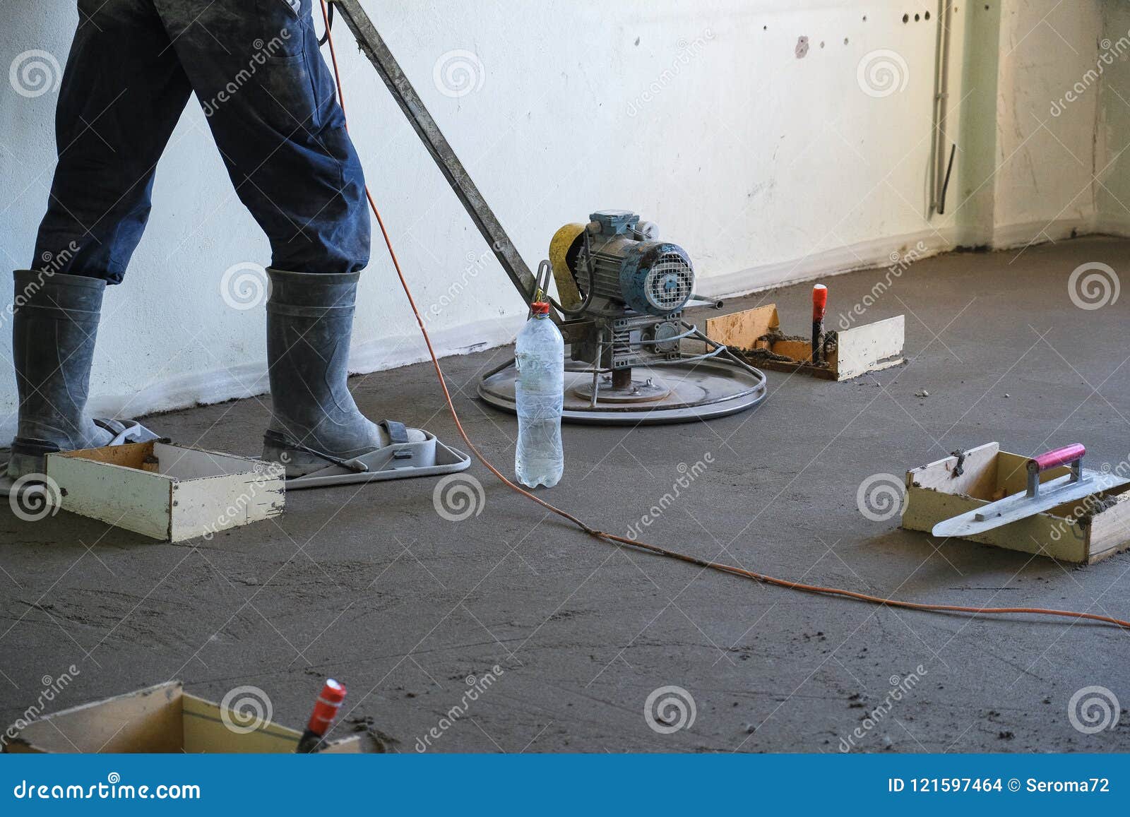 Grinding of concrete floor stock photo. Image of method 121597464