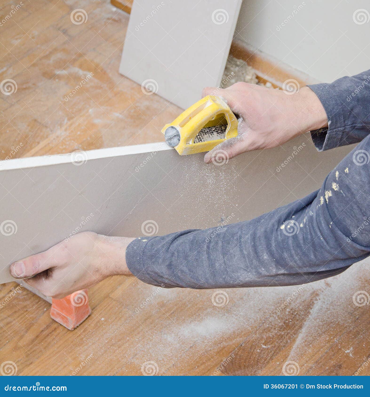 Grinding Gypsum For Smoothing Surface Stock Image - Image of renovation