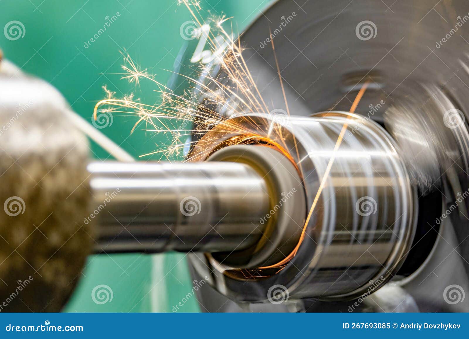 Grinding the Hole on a Cylindrical Grinder with Coolant Stock Image