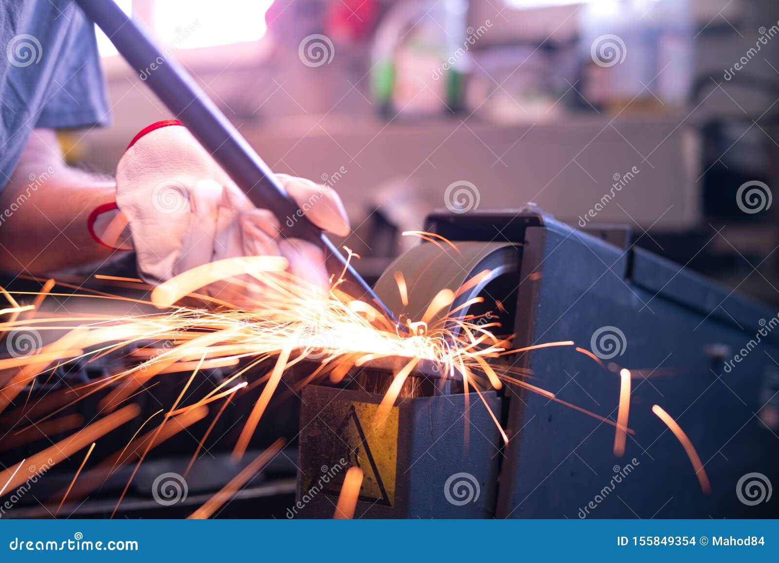 Grinding Steel with Lot of Sparks Stock Photo Image of production