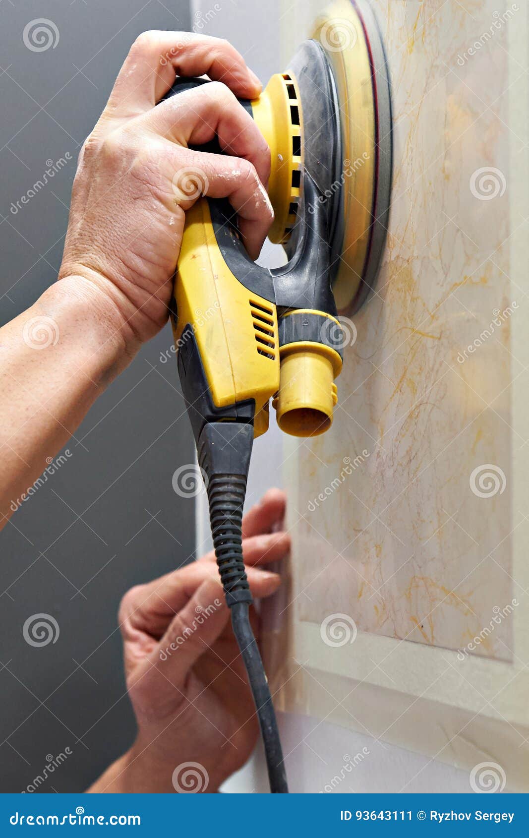 Grinding Wall Panel in Repair of House Stock Image Image of glass