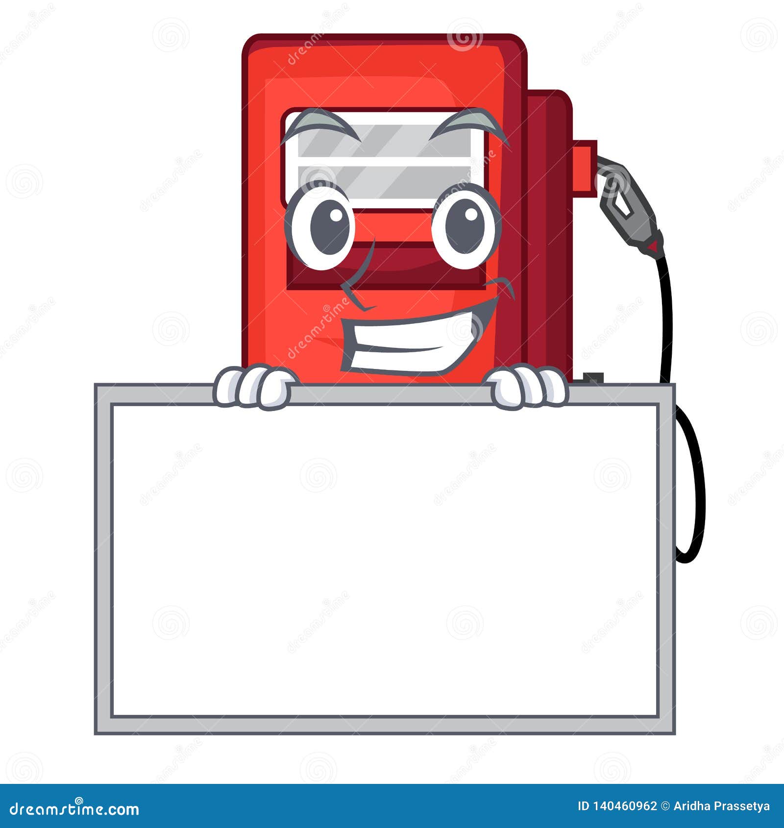 grinning with board gosoline pump in the character form