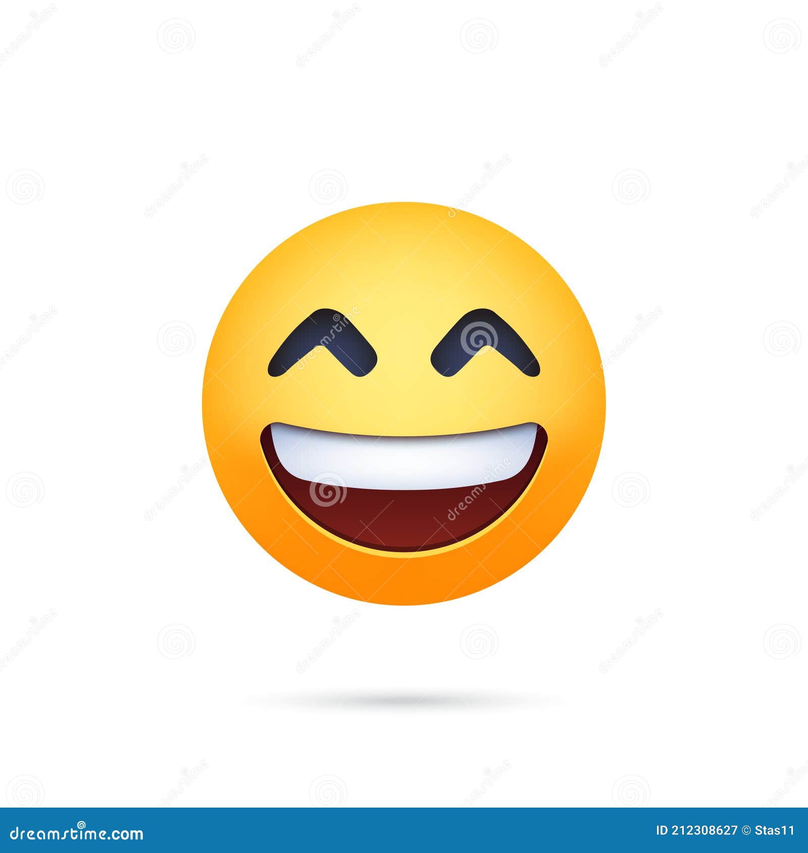 Grinning Face with Smiling Eyes. Facebook Emoji with Shadow on a White