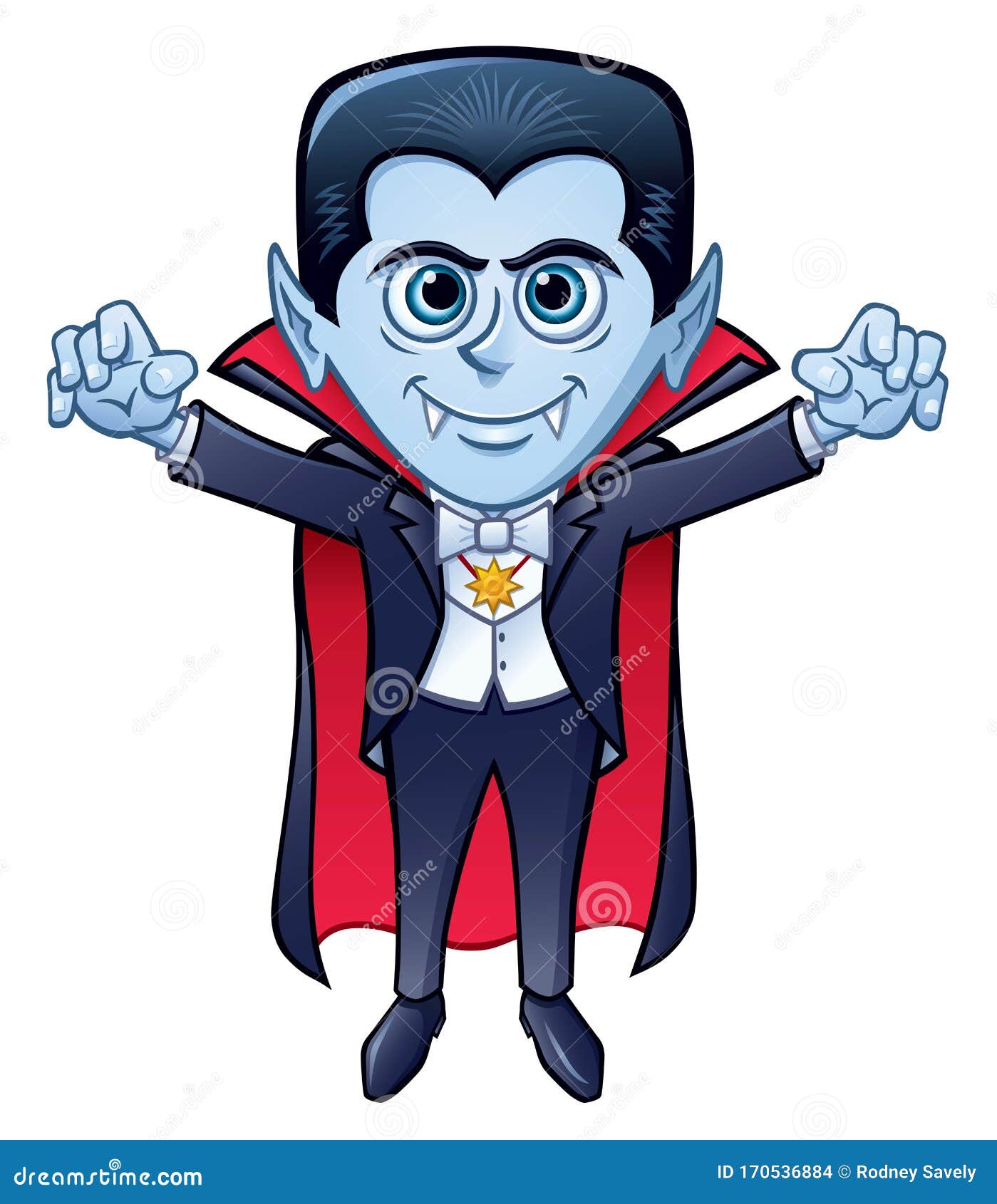 Grinning Halloween Vampire Character with Cape Stock Illustration ...