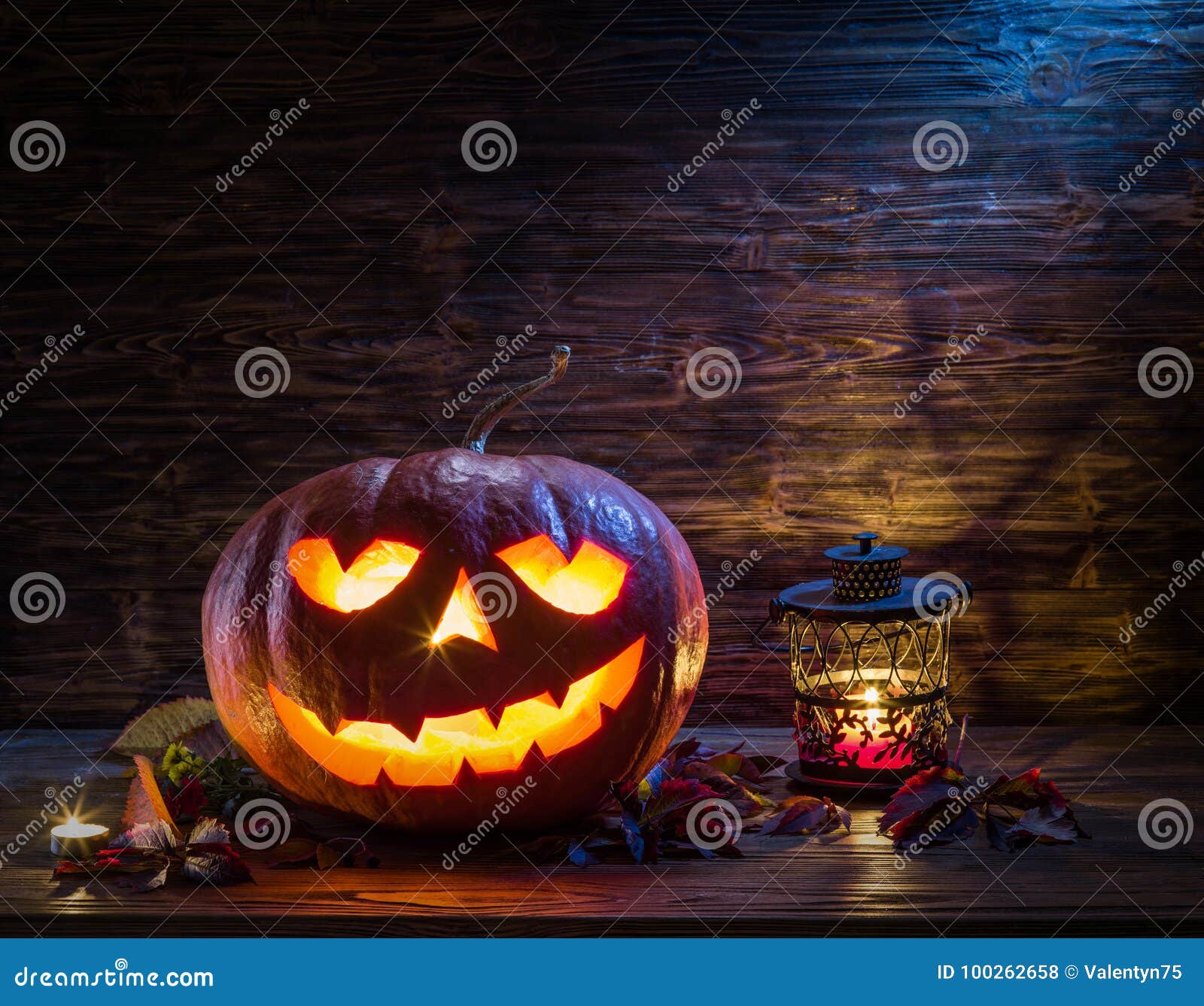 Grinning Pumpkin Lantern Or Jack-o`-lantern Is One Of The Symbol Stock ...