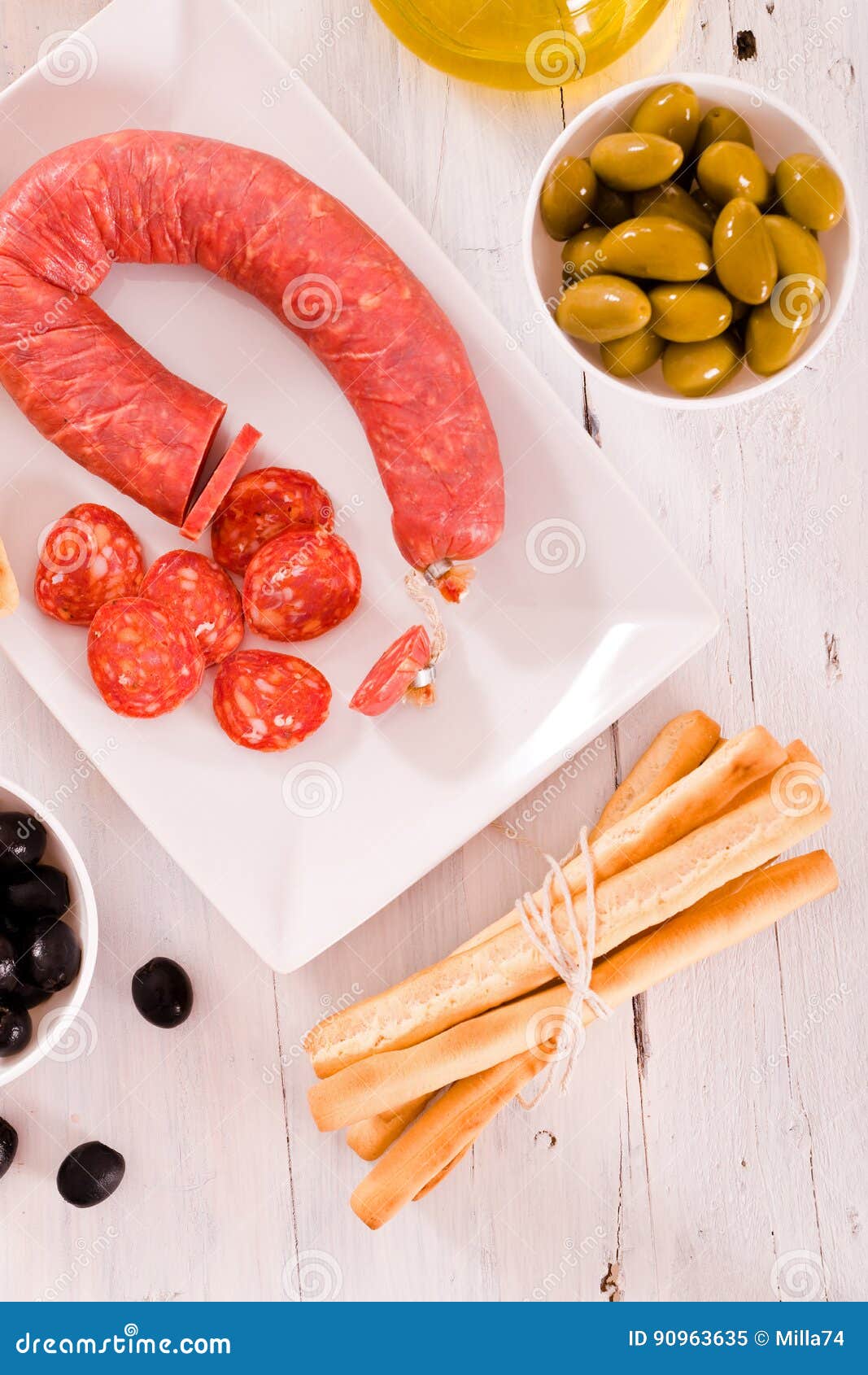 Grissini Breadsticks with Salami. Stock Image Image of edible