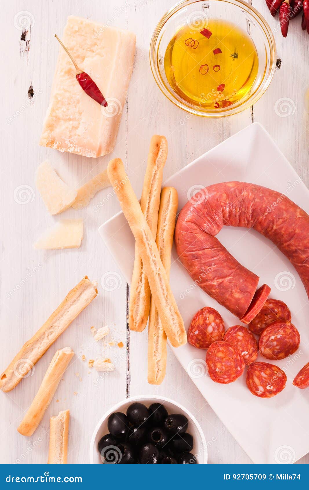Grissini Breadsticks with Salami. Stock Image Image of crunch