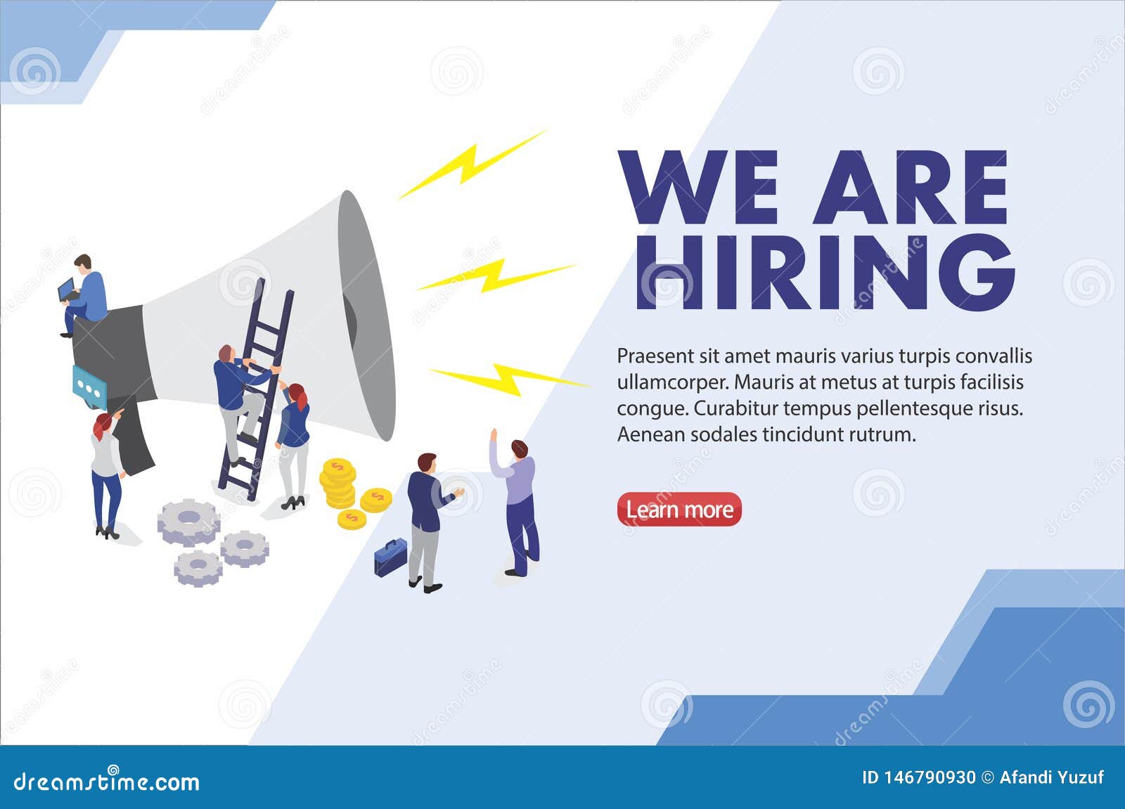 Gritaria do grupo de pessoas no megafone connosco estamos contratando o conceito moderno da ilustra??o do molde do vetor da palav. Group of people shouting on megaphone with we are hiring word vector template illustration modern concept, can use for, landing page, template, Ui, web, mobile app, poster, banner, flyer, background -