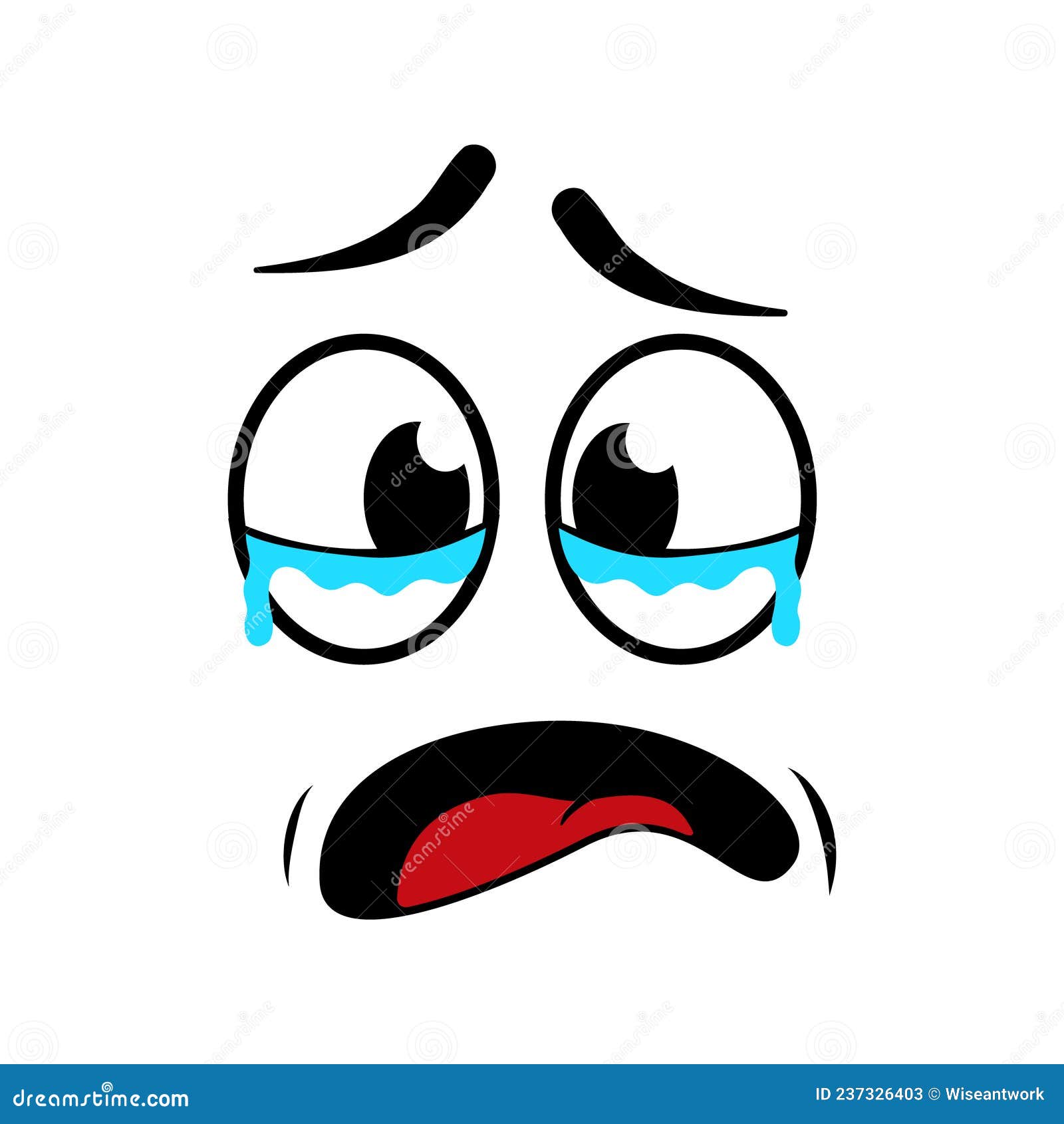 Emoticon Upset Com Ícone Isolado Expressão De Rosto Triste. Emoji Infeliz  Do Vetor Com Expressão De Tristeza Ofendida, Tristeza, Luto E Tristeza.  Smiley Triste Entediado Com Olhos Grandes Deprimidos, Boca Curvada Para