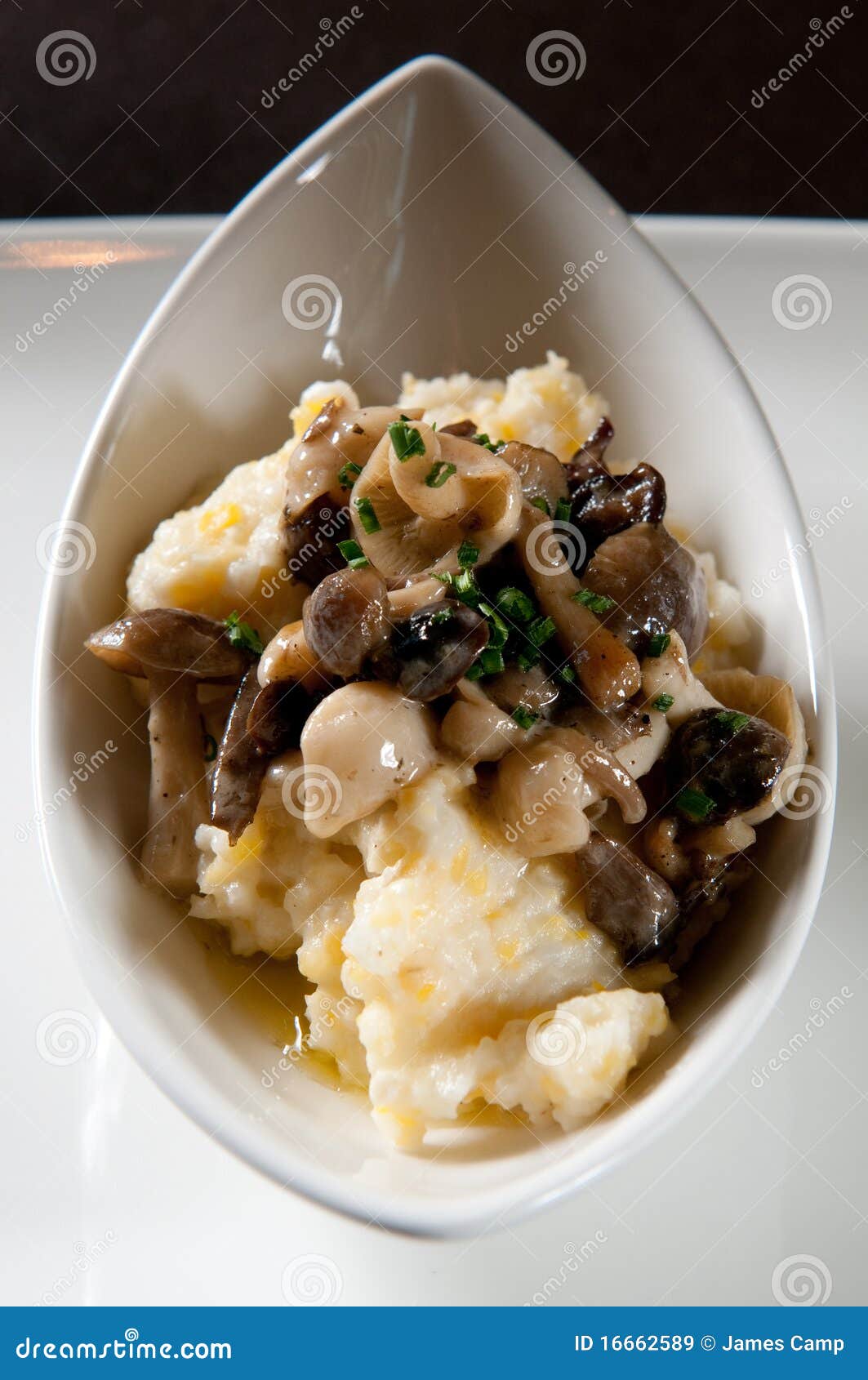 Grits with fresh mushrooms stock image. Image of grits 16662589