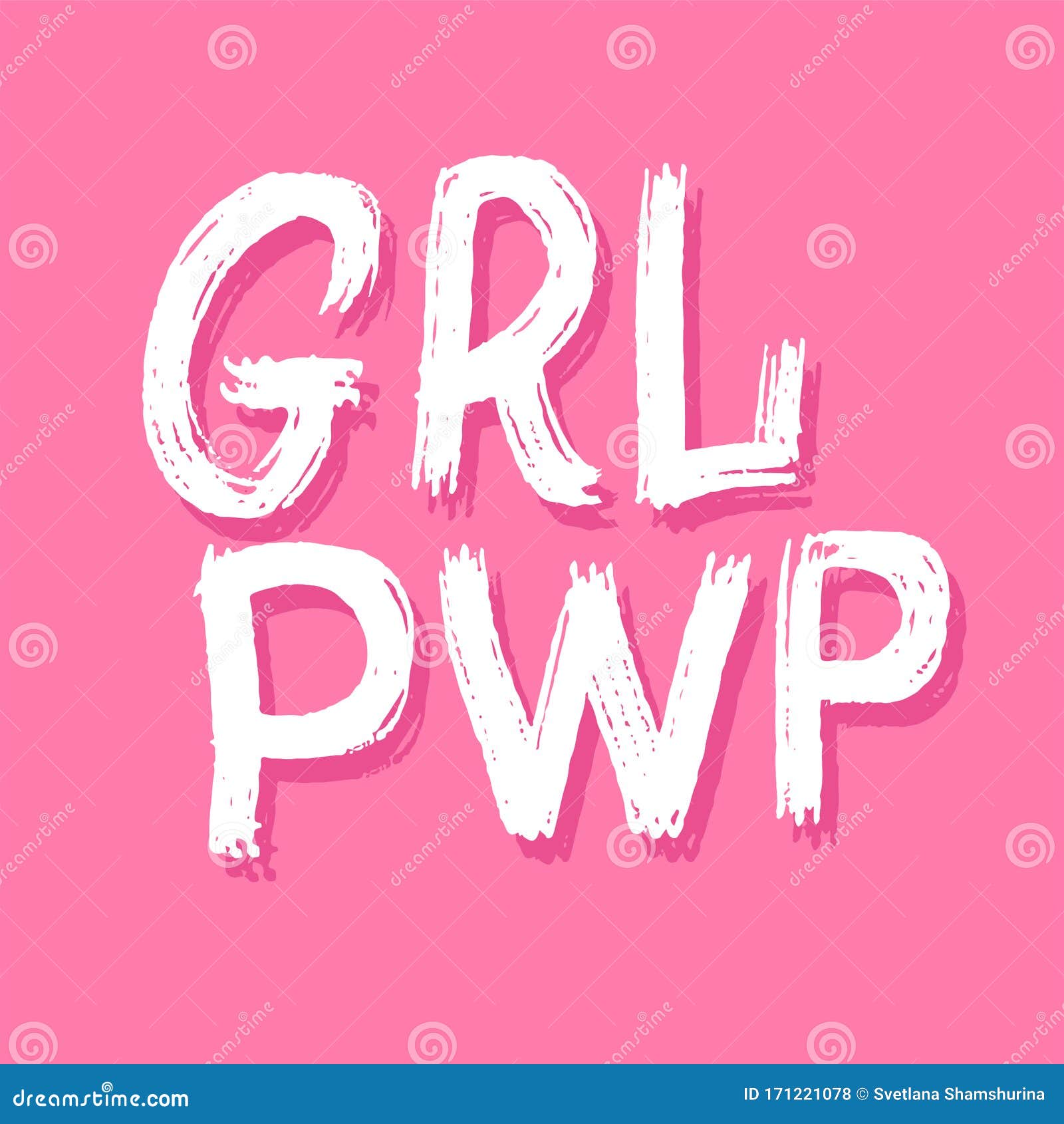 GRL PWR-kort Citat Girl Power, Söt Handritning På Rosa Bakgrund 
