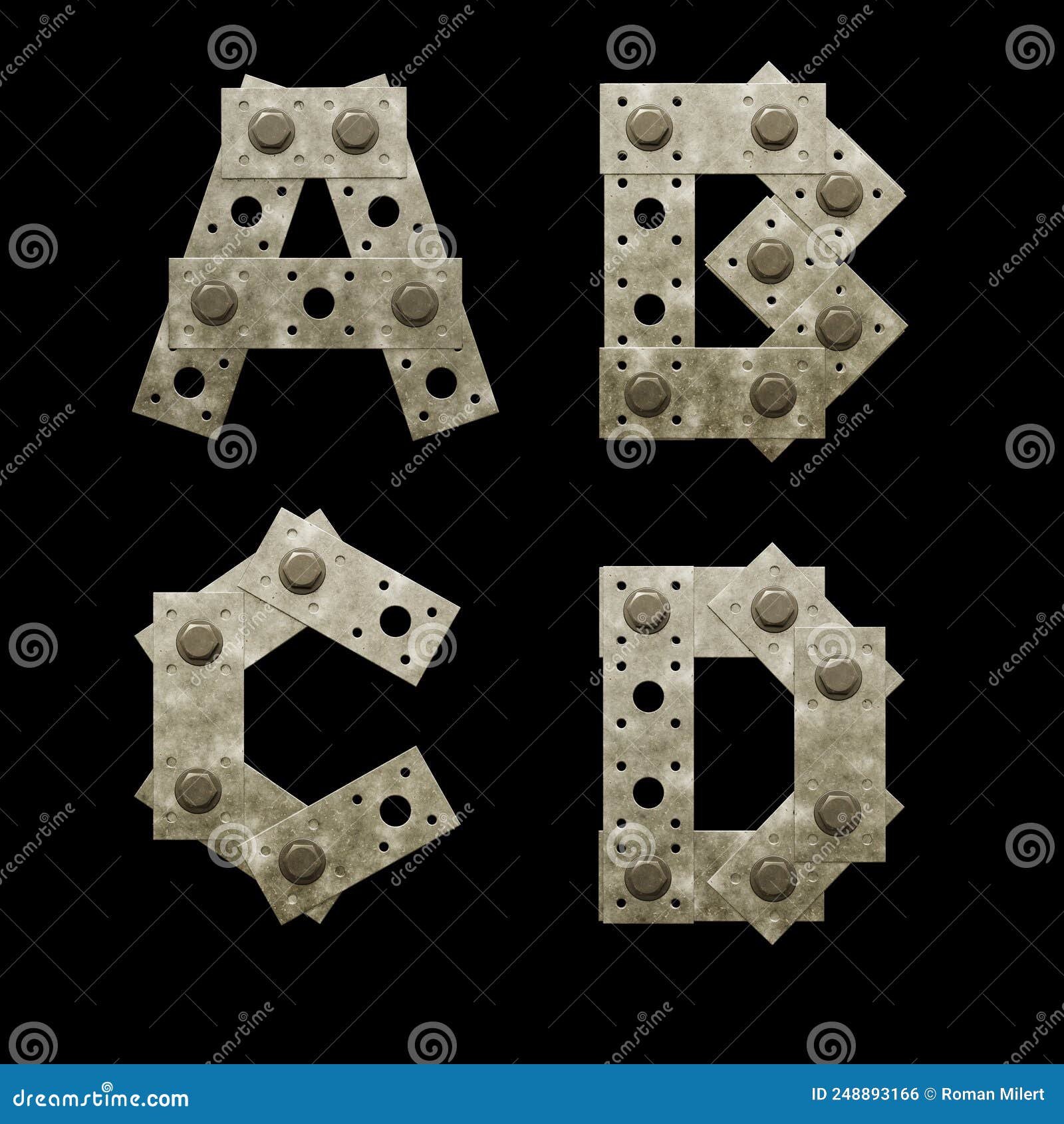 Groß- Und Kleinbuchstaben Und Buchstaben Aus Metall Stock