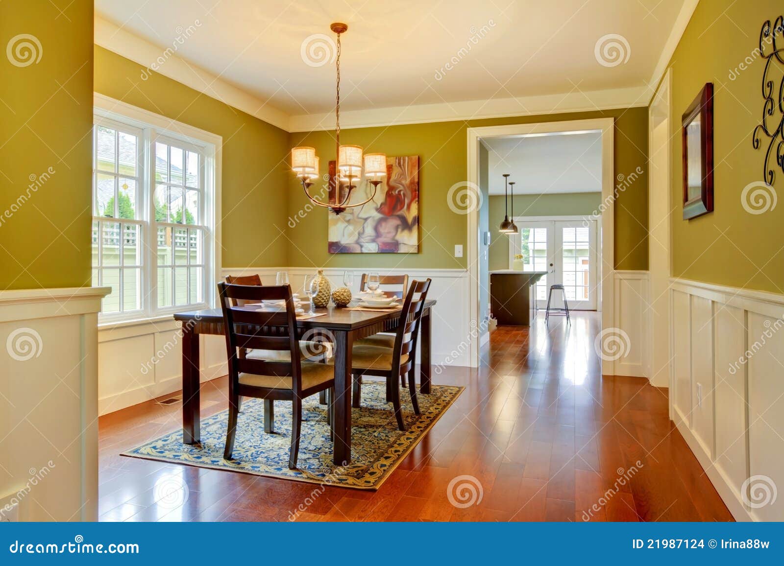 Großes Esszimmer Des Grünen Handwerkers Stockfoto Bild