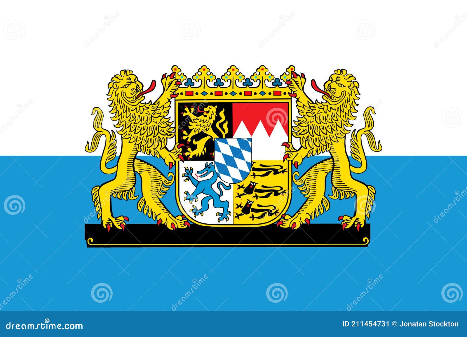 Großes Wappen Auf Flagge Bayern Deutschland. Stock Abbildung - Illustration  von blau, ritter: 211454731