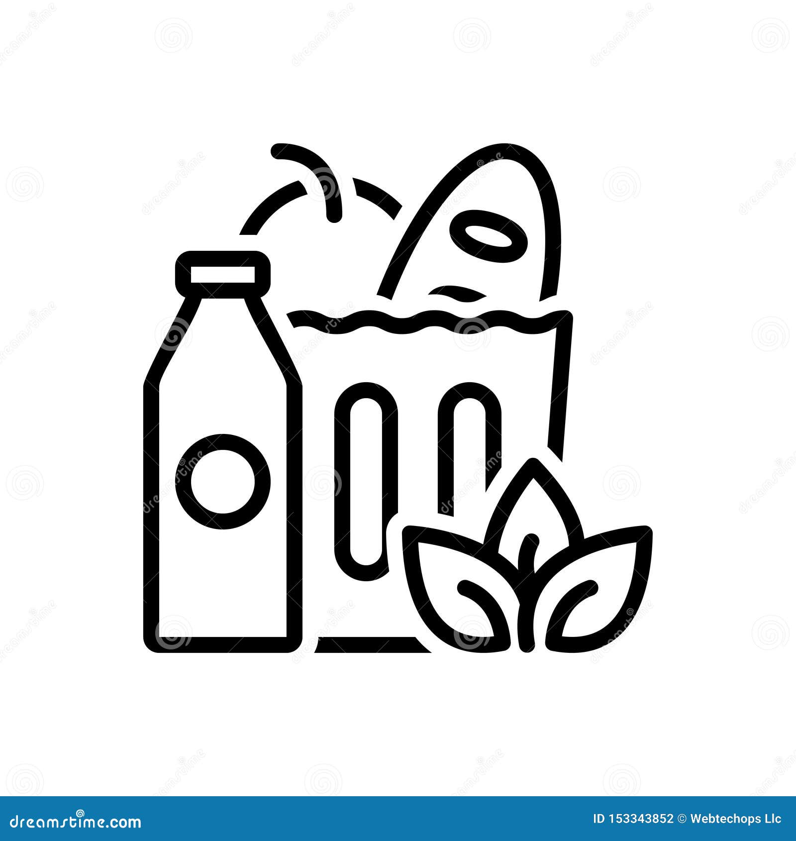 Black Line Icon for Groceries, Food and Supermarket Stock Illustration