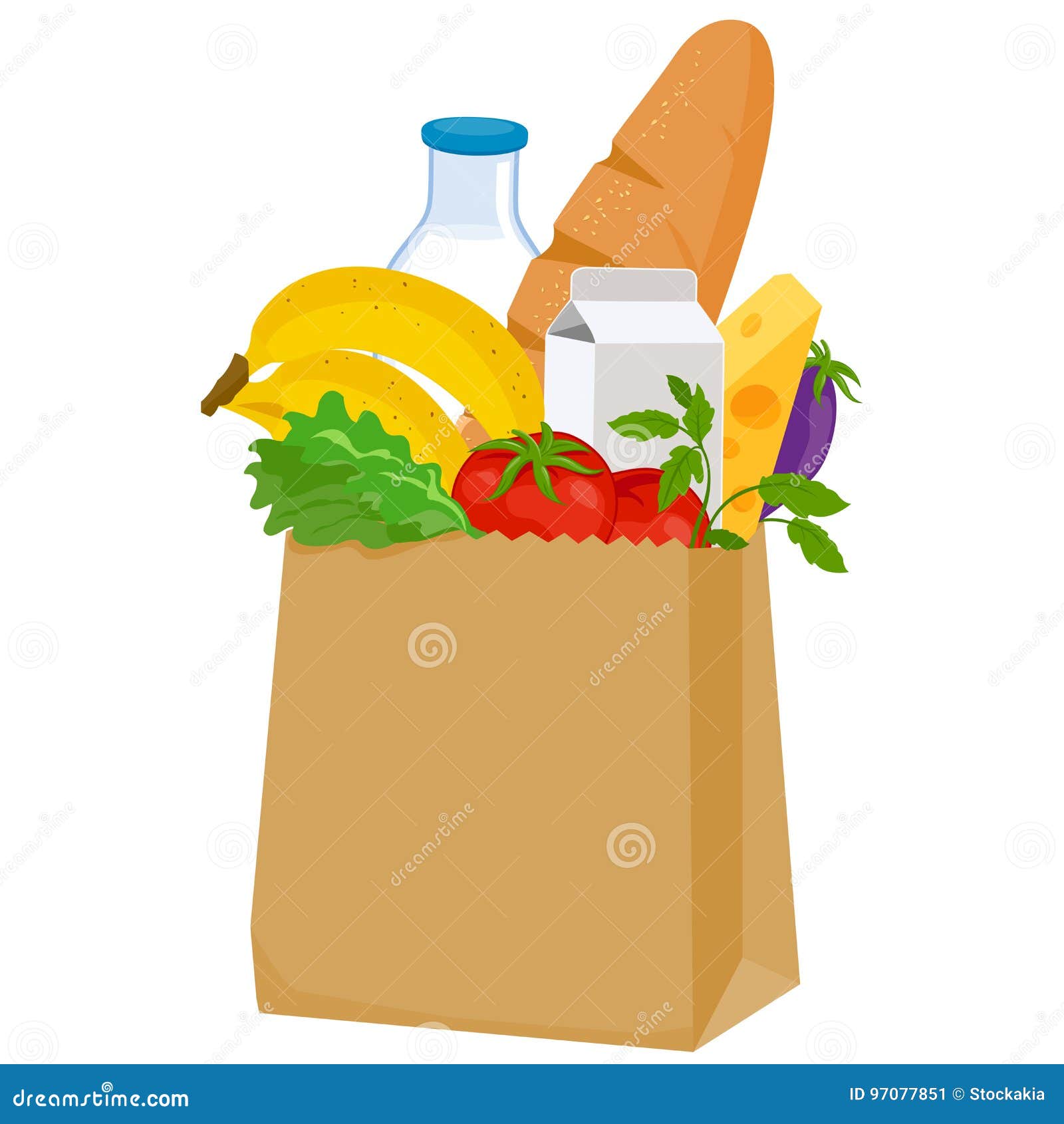 Reusable Grocery Bag Full Of Food Stock Illustration - Download