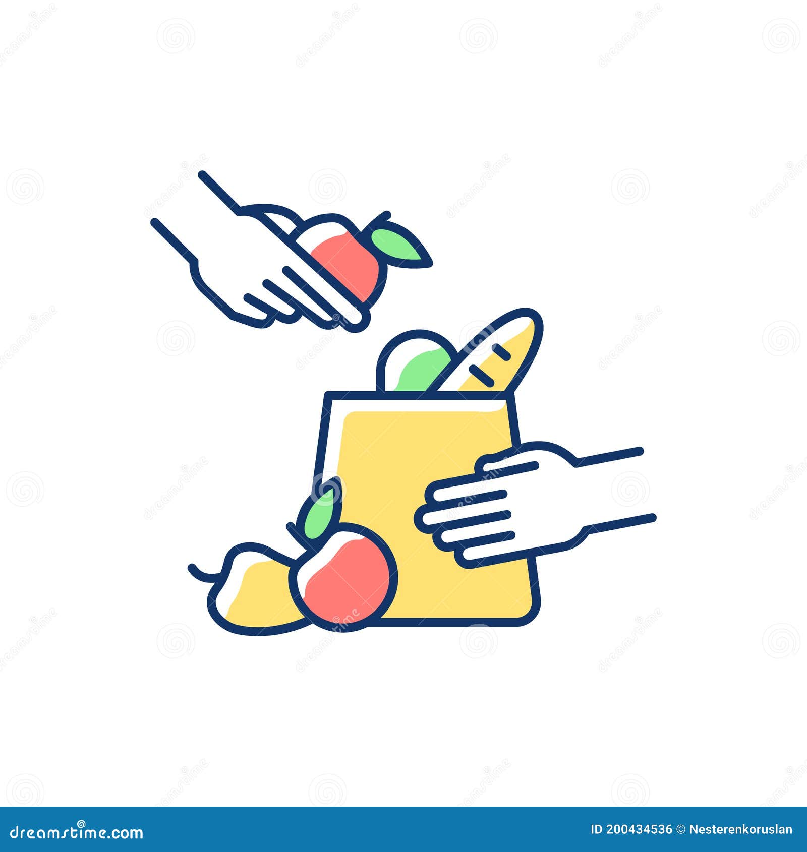 Grocery Bagger RGB Color Icon Stock Vector - Illustration of icon, flat ...