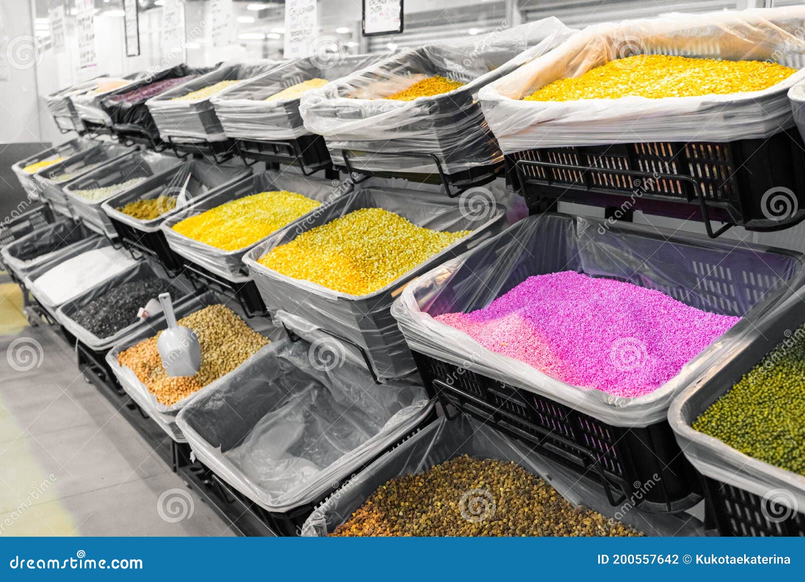 Grocery Boxes on Grocery Store Shelves Close Up Stock Photo Image of