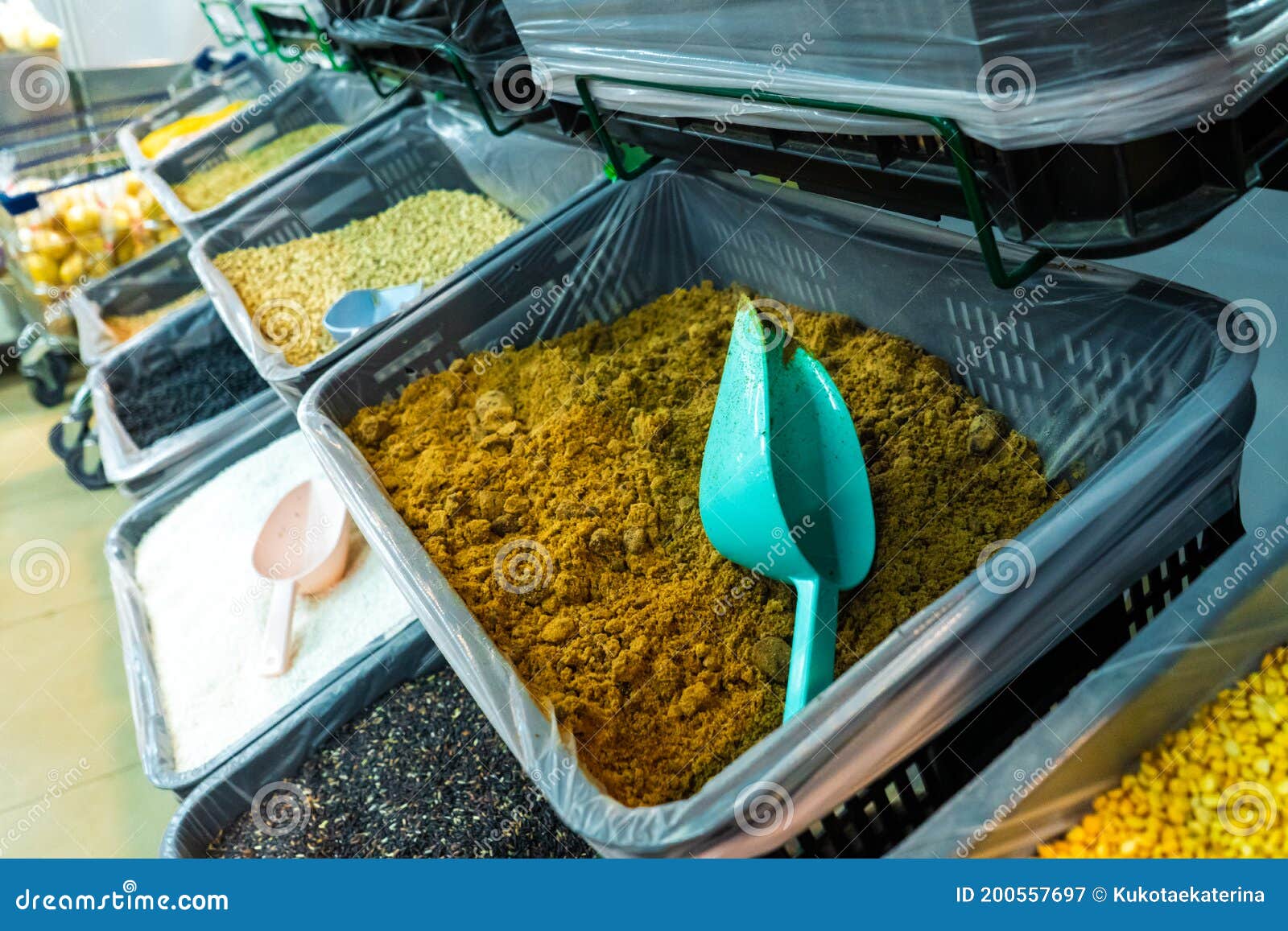 Grocery Boxes on Grocery Store Shelves Close Up Stock Image Image of