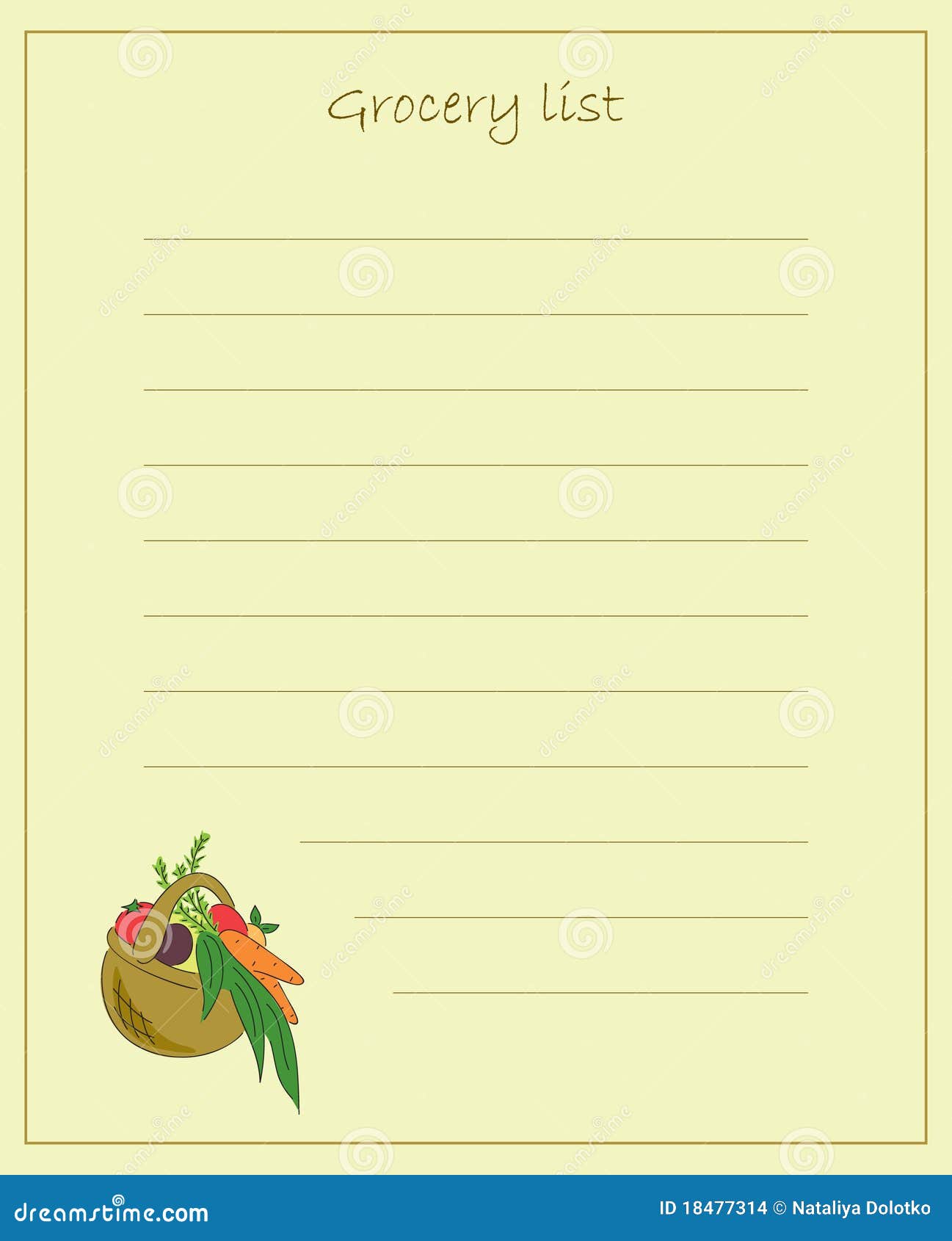 Grocery list stock vector. Illustration of image, basket - 18477314