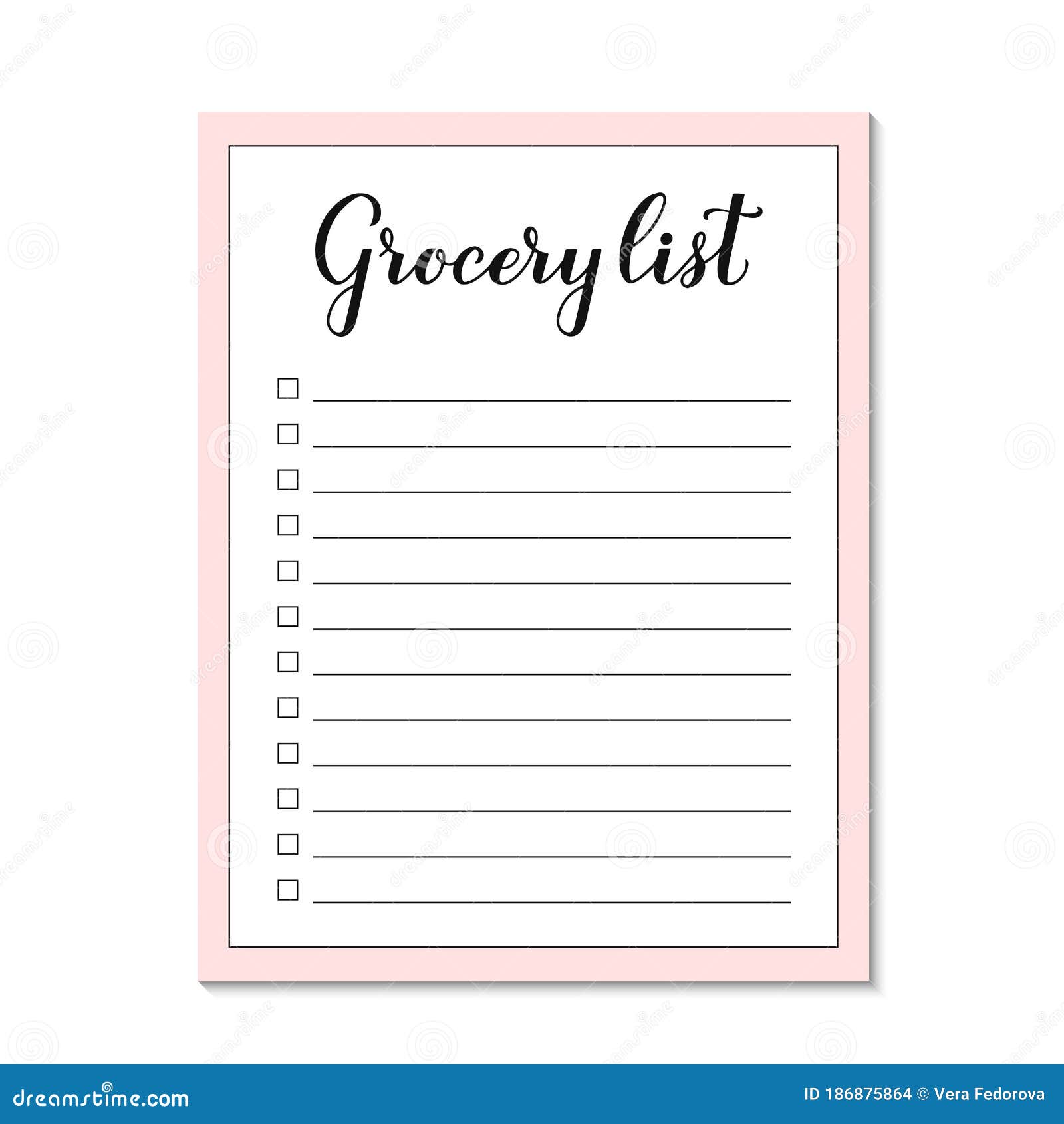 Grocery List Paper Page. Shopping List Sheet Template. Easy To Within Blank Grocery Shopping List Template