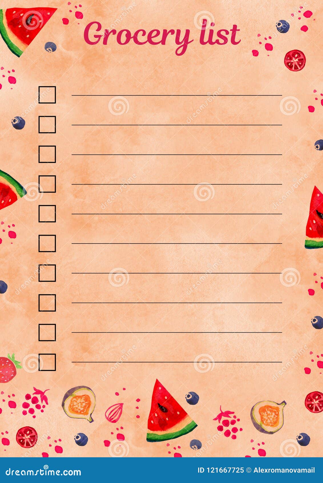 Food List Template from thumbs.dreamstime.com
