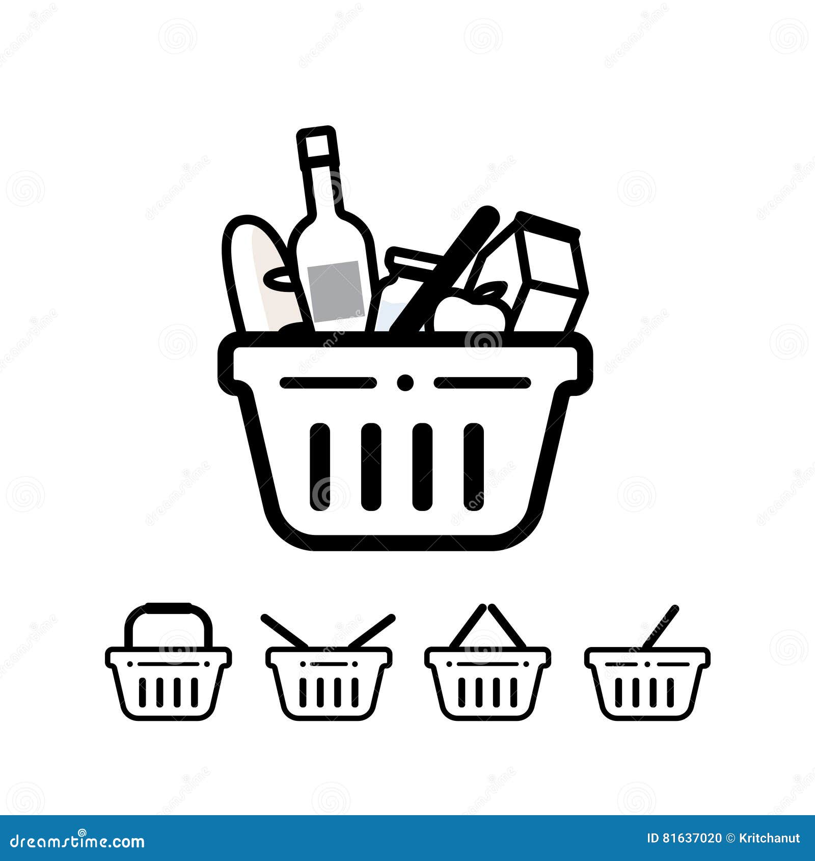 Grocery Shopping Basket Icons Stock Vector Illustration of shop