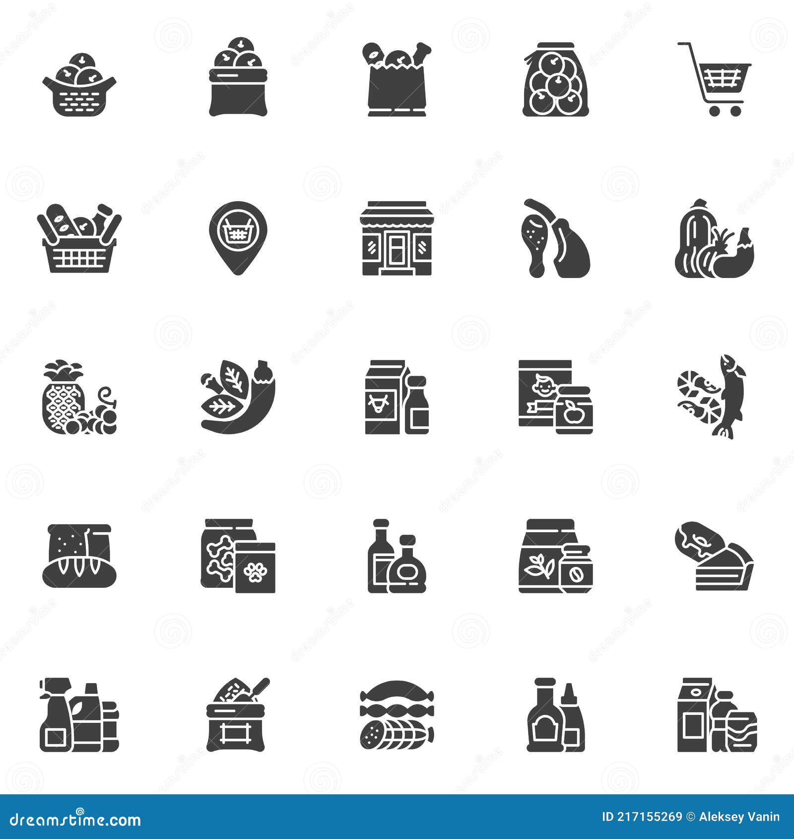 grocery store departments  icons set