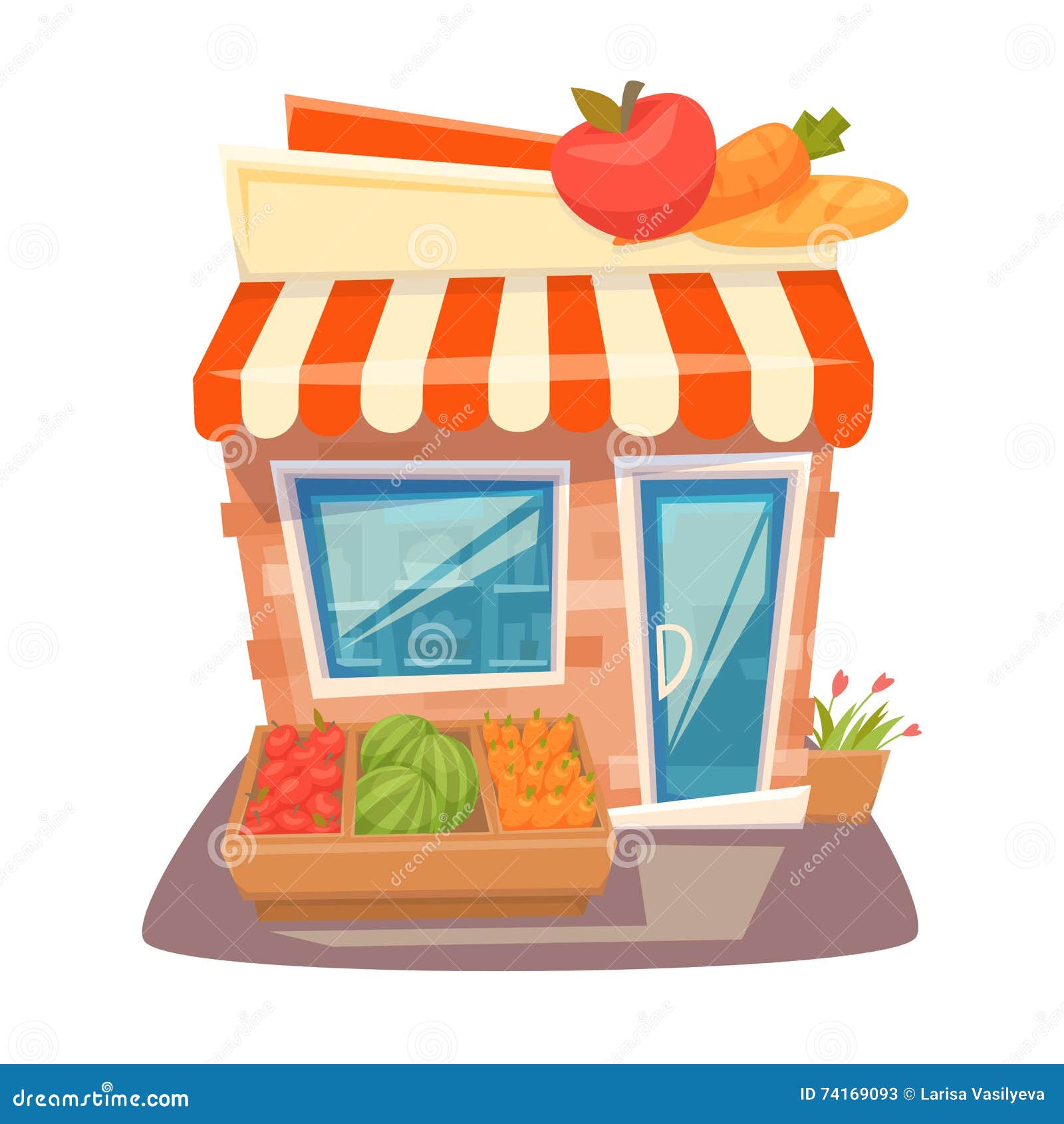 Grocery store front stock vector. Illustration of concept - 74169093