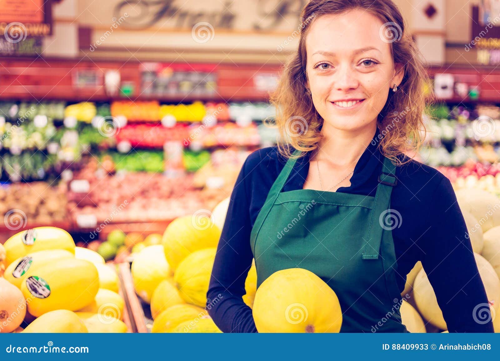 Grocery store stock image. Image of female, sales, clerk 88409933