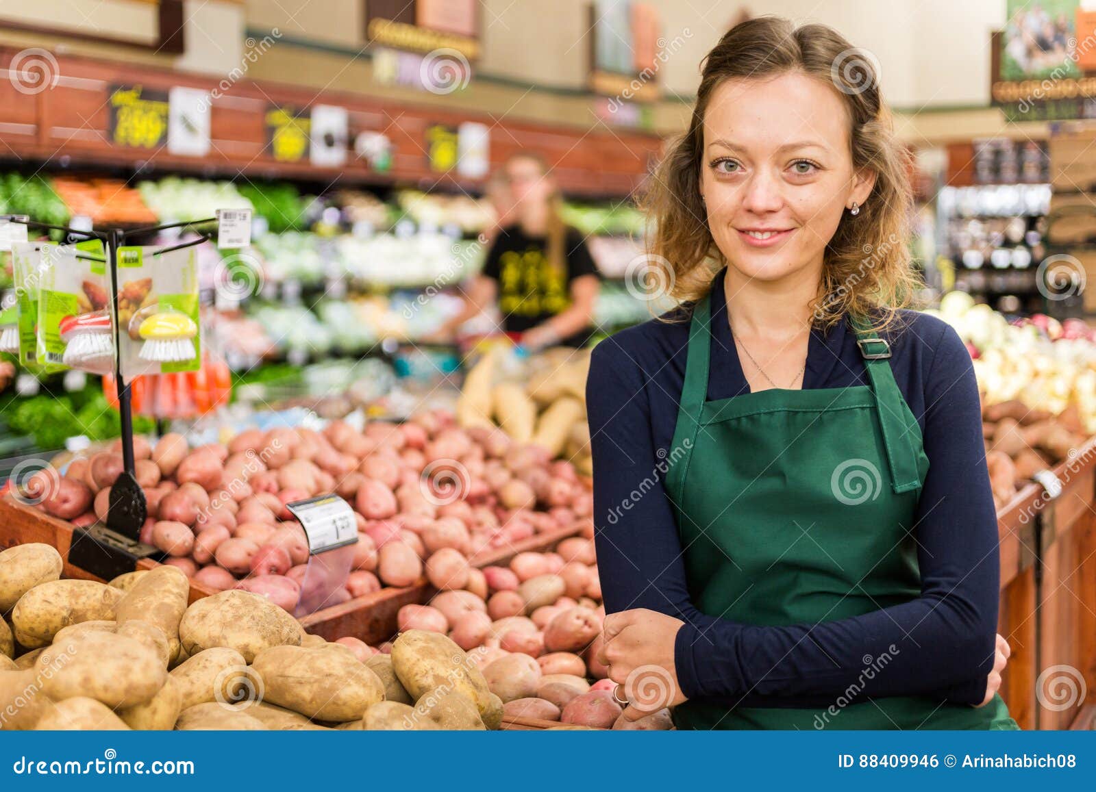 Grocery store stock photo. Image of woman, food, clerk 88409946