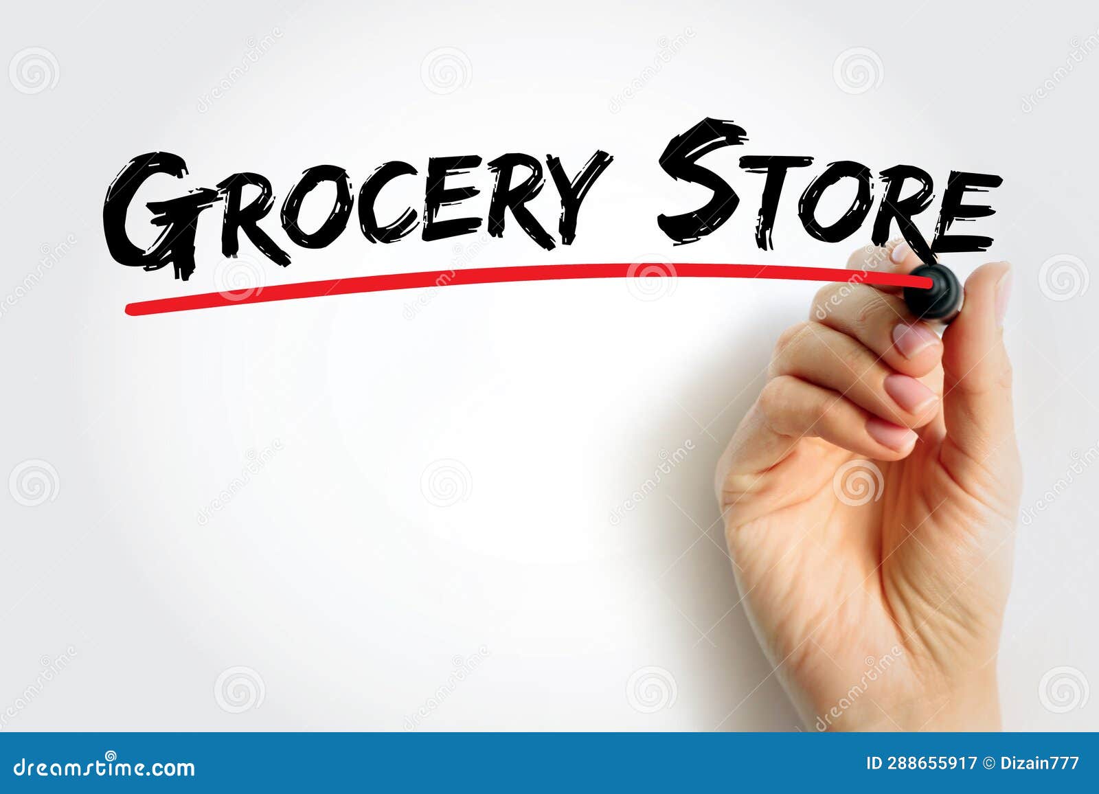 grocery store is a store that primarily retails a general range of food products, text concept background