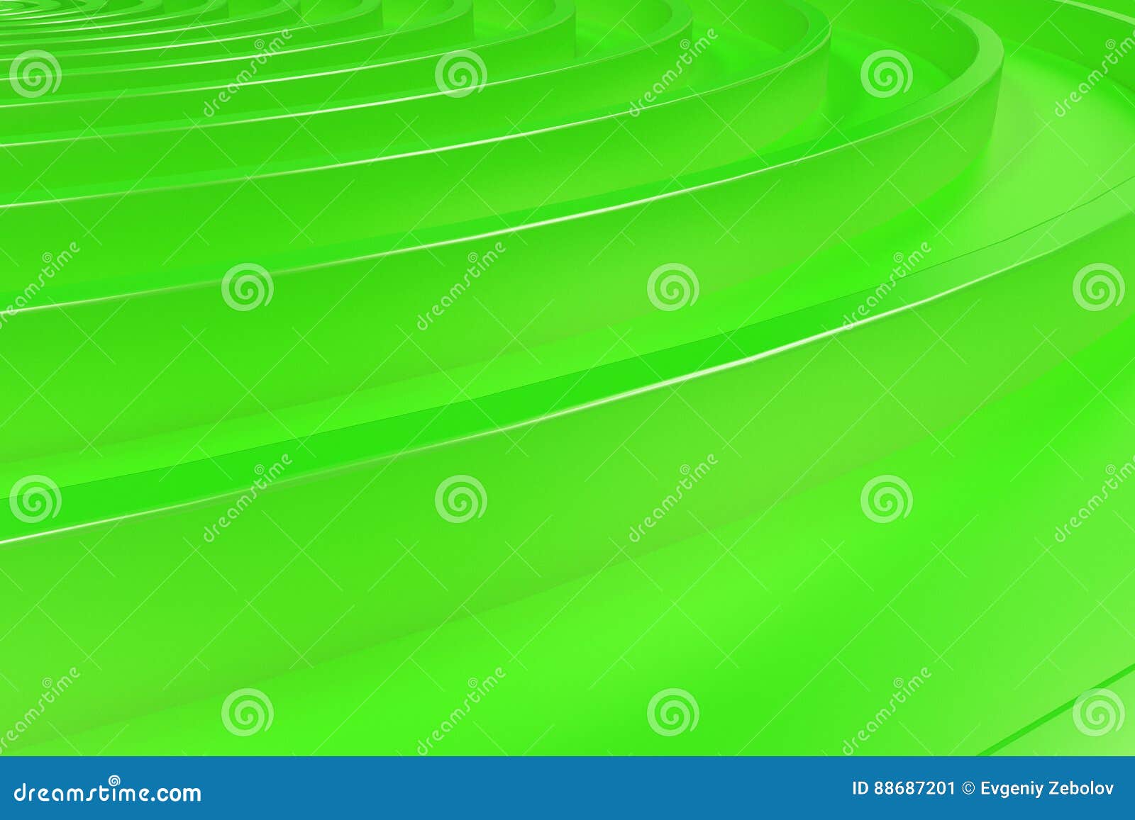 Groene concentrische spiraal op groene achtergrond Abstracte geometrisch 3d teruggevende illustratie