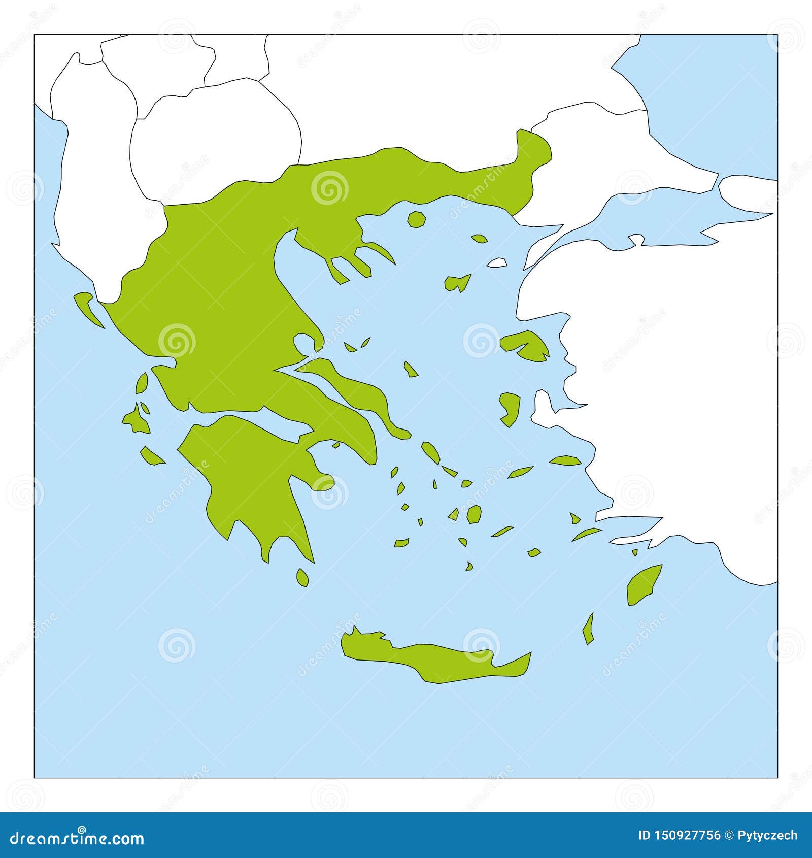 Groene Kaart Van Griekenland Benadrukt Met Buurlanden Vector Illustratie -  Illustration Of Grens, Groen: 150927756