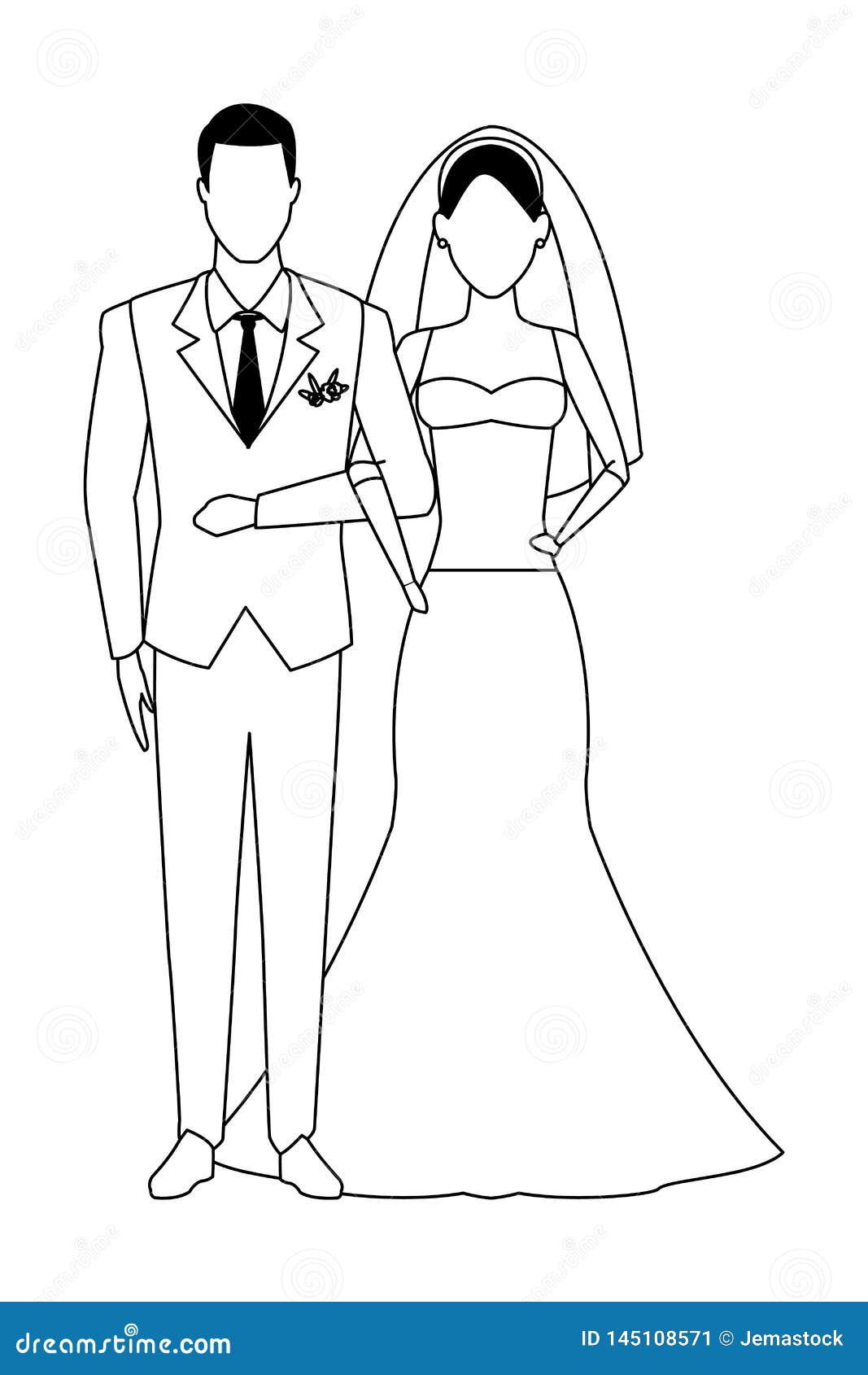 african american bride and groom clipart stick