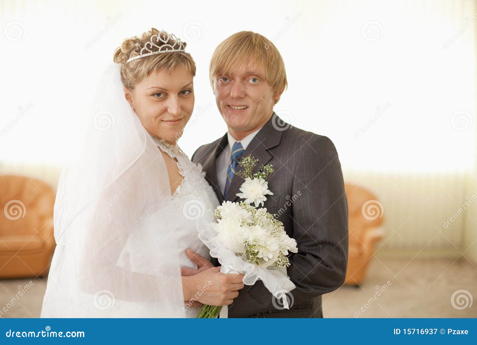 Groom and Bride in Solemn Hall for Wedding Stock Image Image of crown