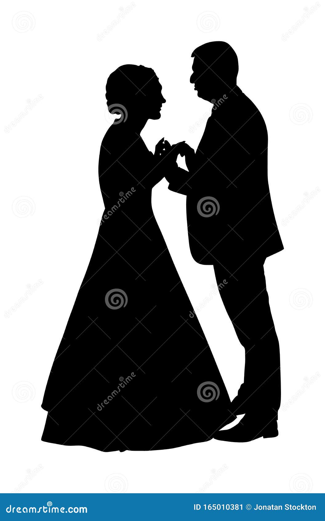 Groom and Bride Wedding Day, in Dress and Suit Vector Silhouette ...