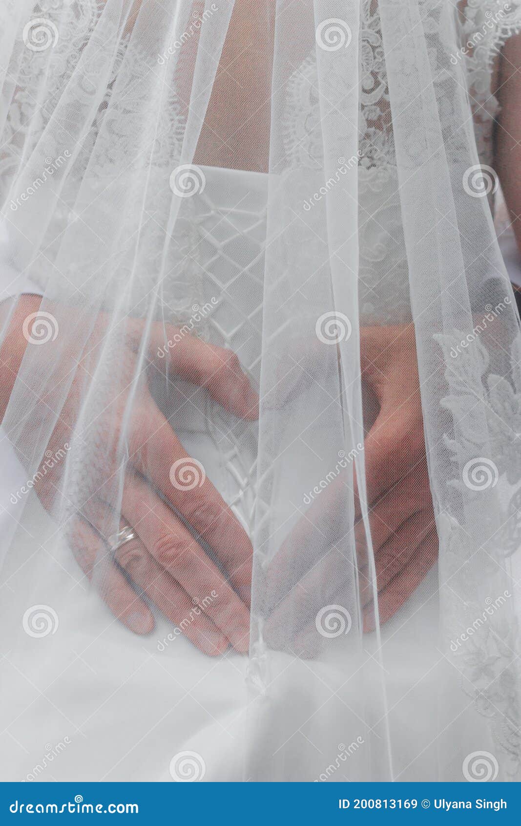 Groom Hug Bride by Waist and His Hands in Heart Shape Symbol Under ...